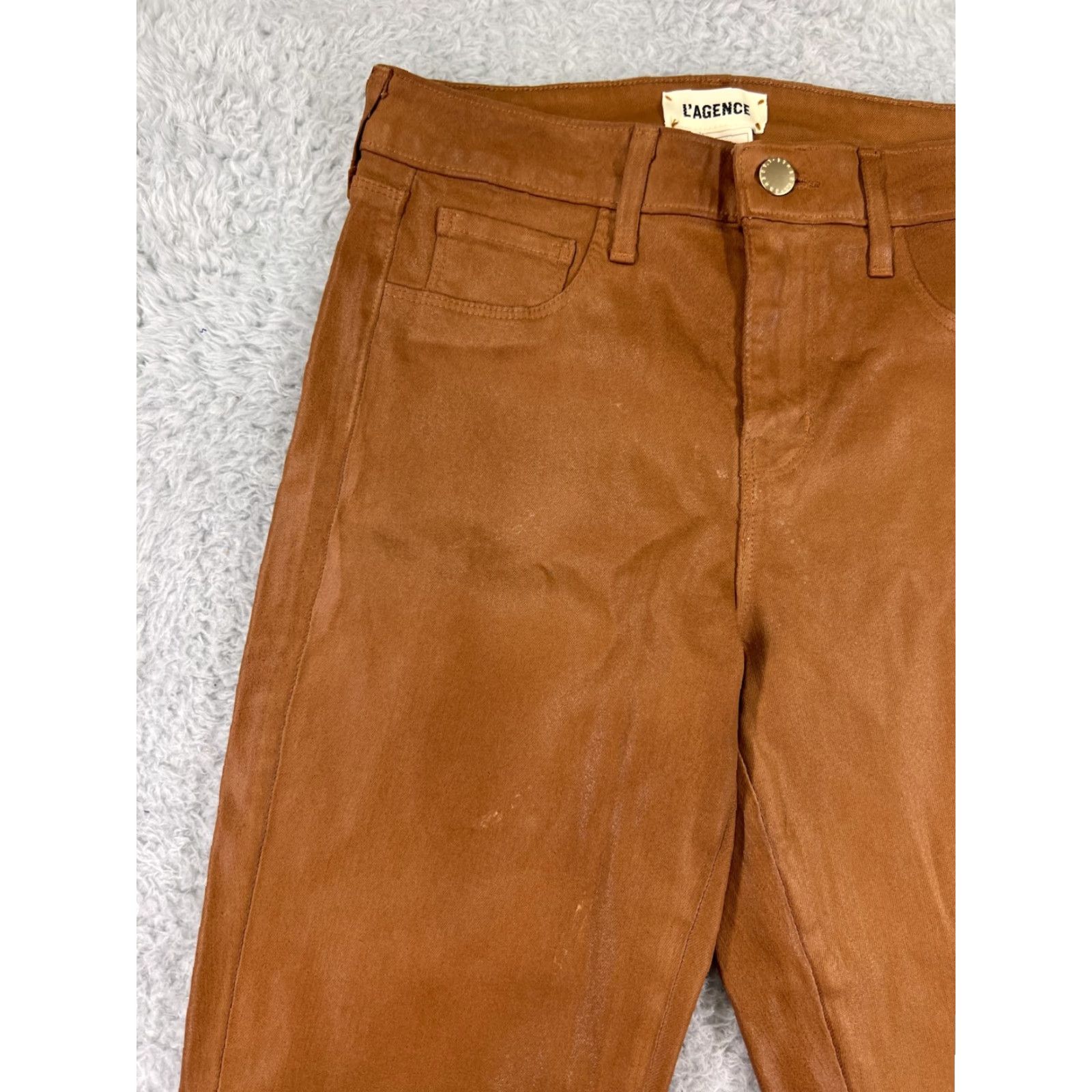 L'AGENCE L'agence L'agence Jeans Women 26 Brown Skinny Ankle Zip Leather Look Denim 5-Pocket Design Vintage No Size 26" / US 2 / IT 38 - 6 Thumbnail