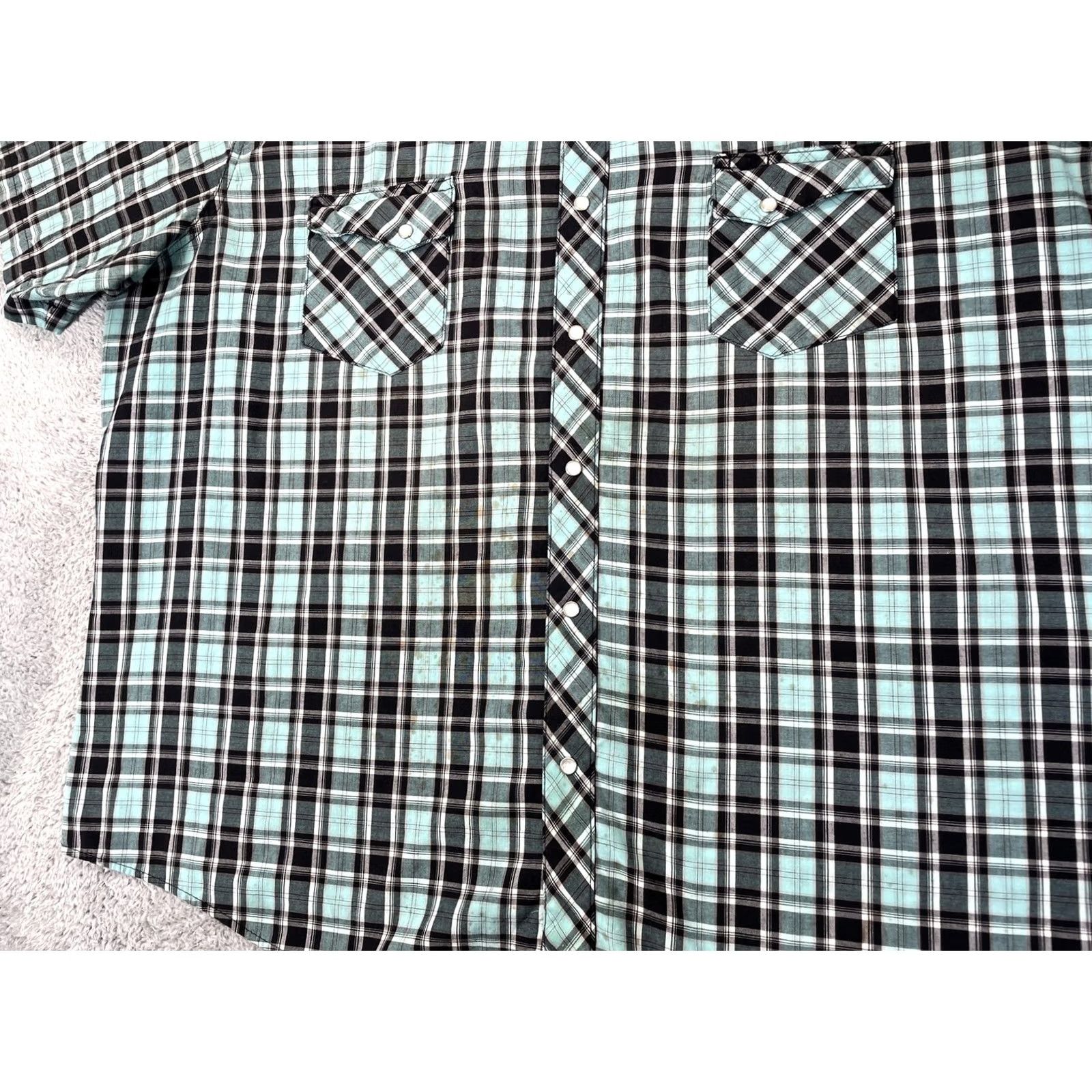 Wrangler VINTAGE Wrangler Shirt Mens XL Blue Black Plaid Pearl Snap Western Rodeo Size US XL / EU 56 / 4 - 5 Thumbnail