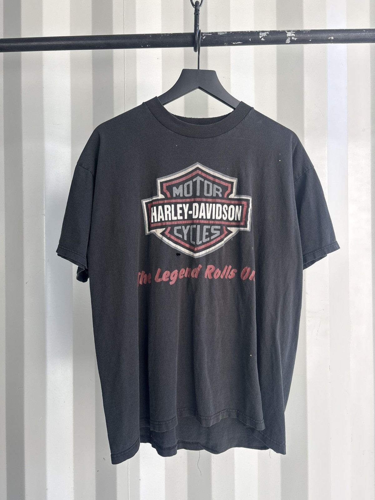 Harley Davidson Thrashed Legend Rolls On Faded Shirt Distressed Grunge Size US XL / EU 56 / 4 - 1 Thumbnail
