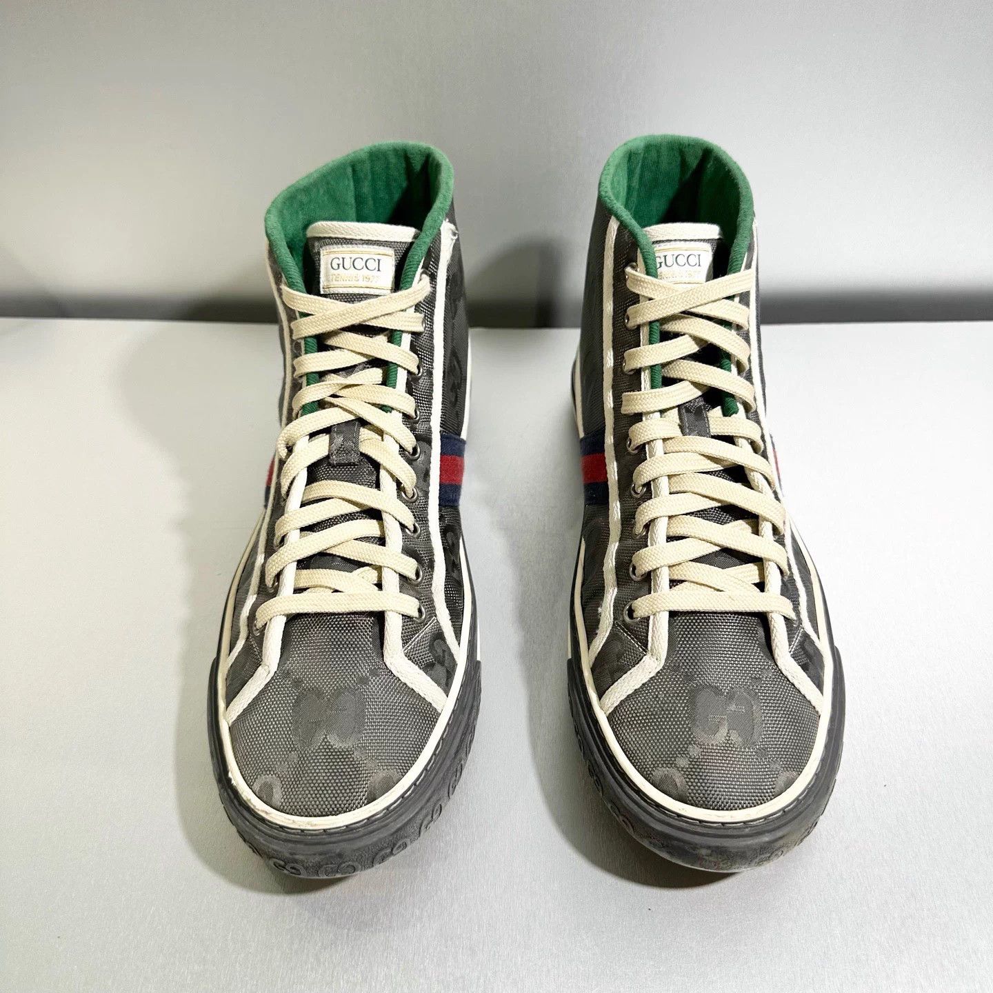 Gucci Gucci 1977 High Top Color Stripe Allover Sneaker 10/44 Size US 11 / EU 44 - 2 Thumbnail