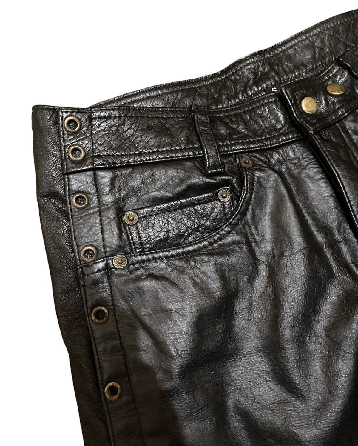 Genuine Leather × Vintage Vintage Motorcycle Leather Biker Pants Size US 30 / EU 46 - 3 Thumbnail