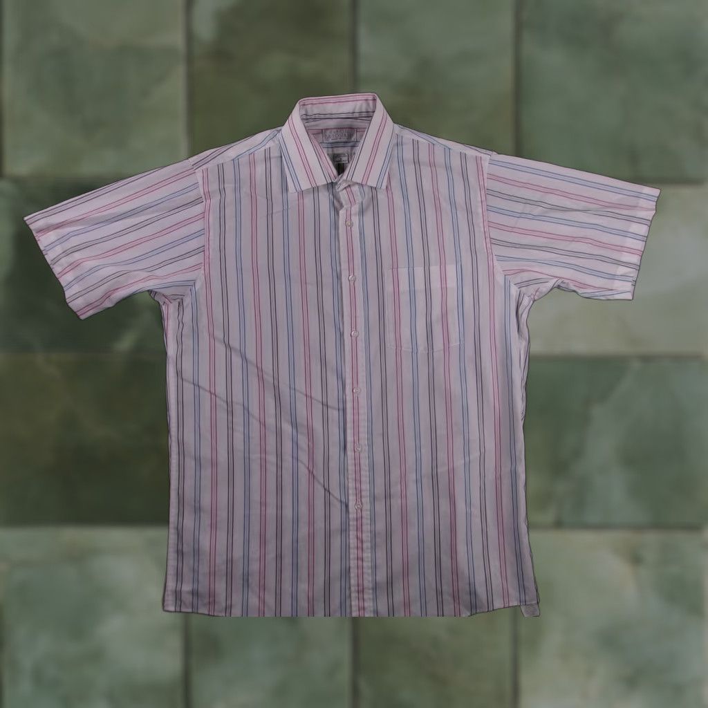 Arrow VINTAGE Arrow Bradstreet Dress Shirt Men 16 Regular White Striped 80s 90s USA Classic Size 42R - 1 Thumbnail