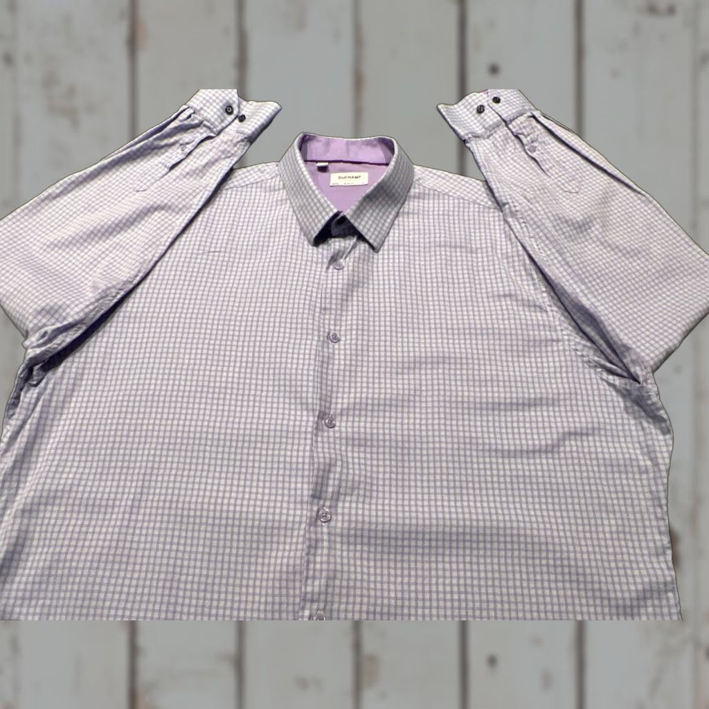 47 Duchamp London Dress Shirt Slim Stretch Lavender Plaid 18.5 47 Size 18.5in Regular Men Size US XXL / EU 58 / 5 - 1 Thumbnail