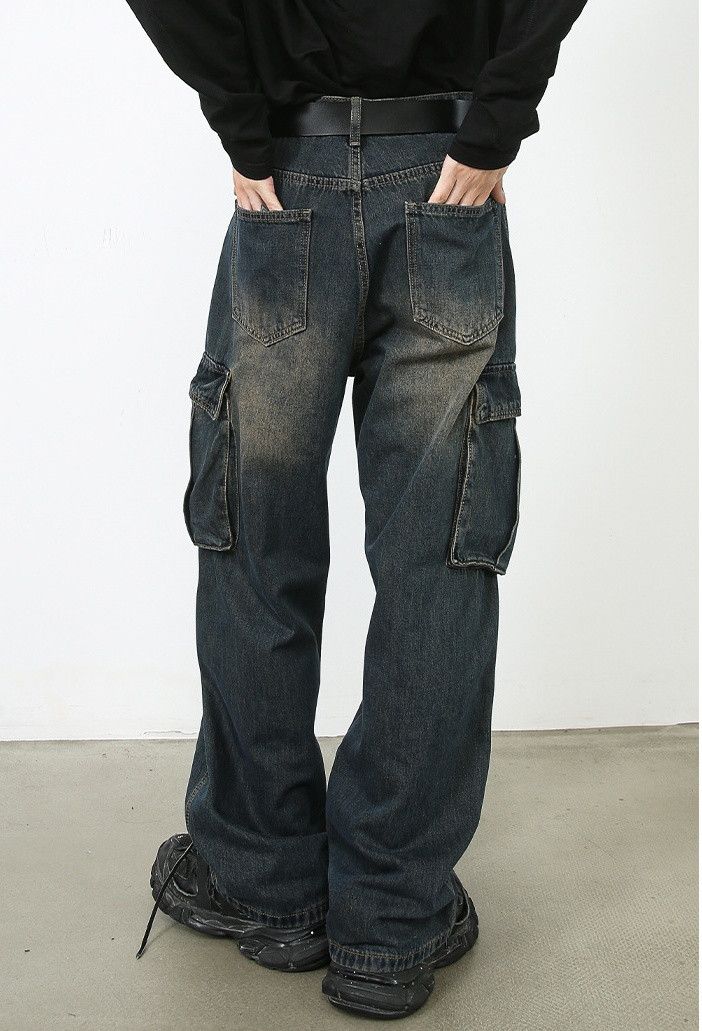 Designer × Japanese Brand Vintage Washed Loose Straight Cargo Jeans Size US 32 / EU 48 - 6 Thumbnail