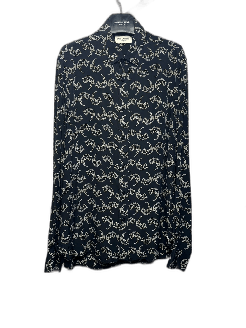 Saint Laurent Paris Saint Laurent Fox Print Silk Shirt-2507 Size US L / EU 52-54 / 3 - 1 Thumbnail