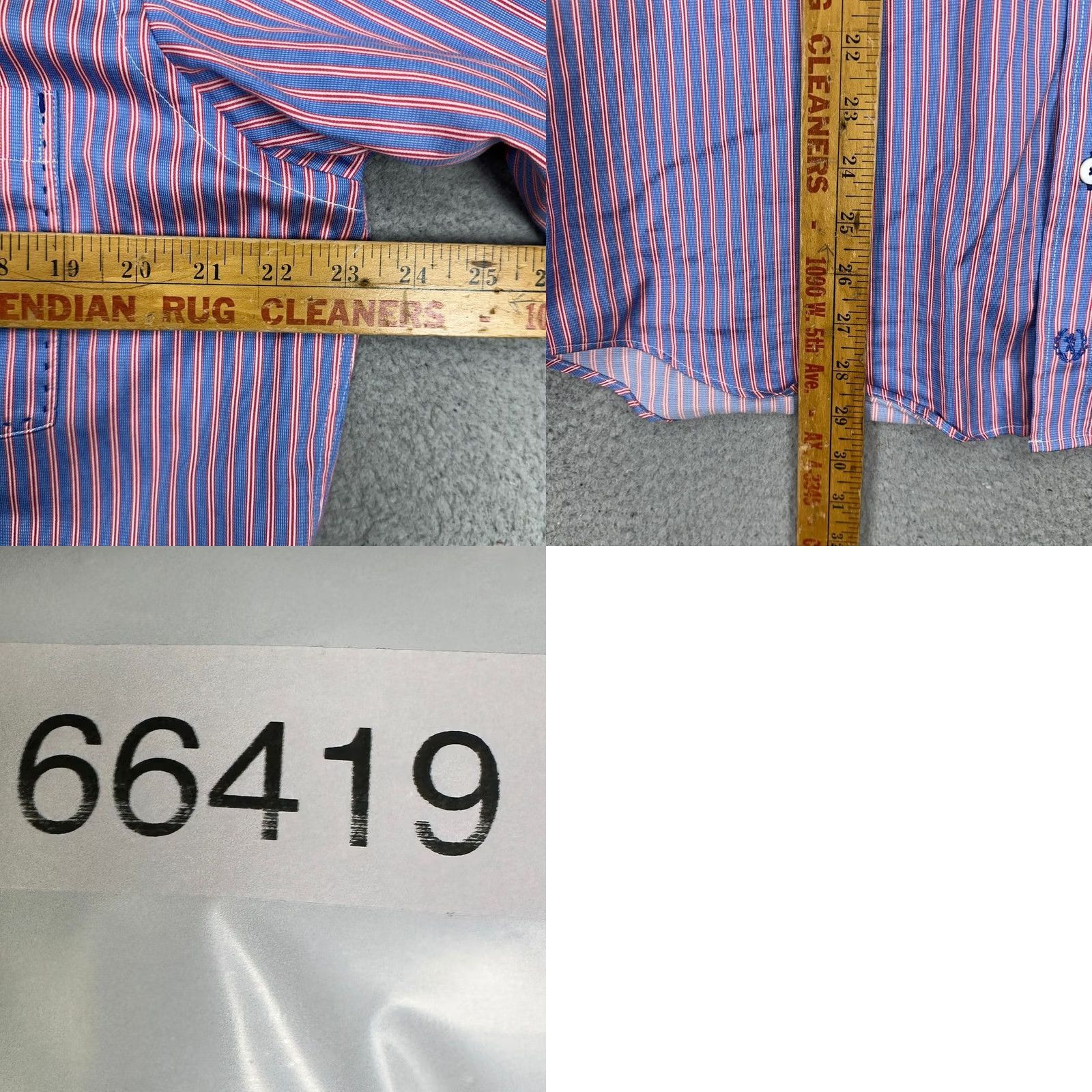 BUGATCHI Bugatchi Uomo Dress Shirt Mens Medium Blue Stripes Button Up Pocket Short Sleeve? Size 40R - 8 Thumbnail