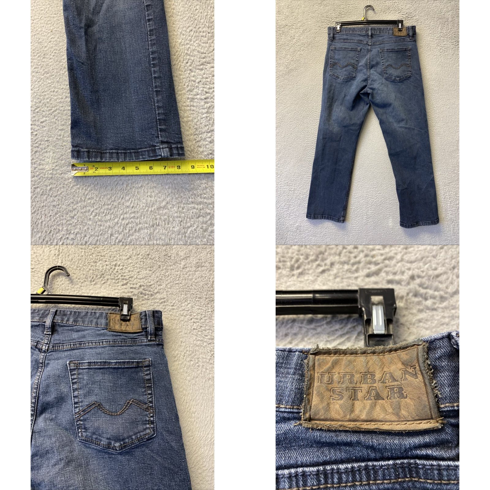 Vintage Urbanstar Jeans Mens 36X30 Straight 5-Pocket Denim Dark Blue Stretch Zip Closure Regular Fit Cotton Jeans Star Theme Mens Size US 36 / EU 52 - 8 Thumbnail