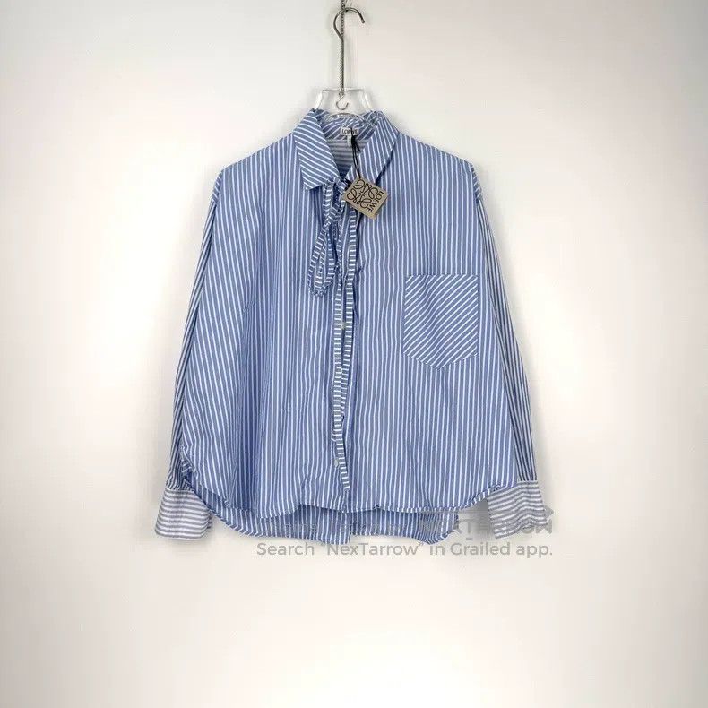 Loewe Loewe Blue and white vertical striped collar tie shirt Size XS / US 0-2 / IT 36-38 - 3 Thumbnail