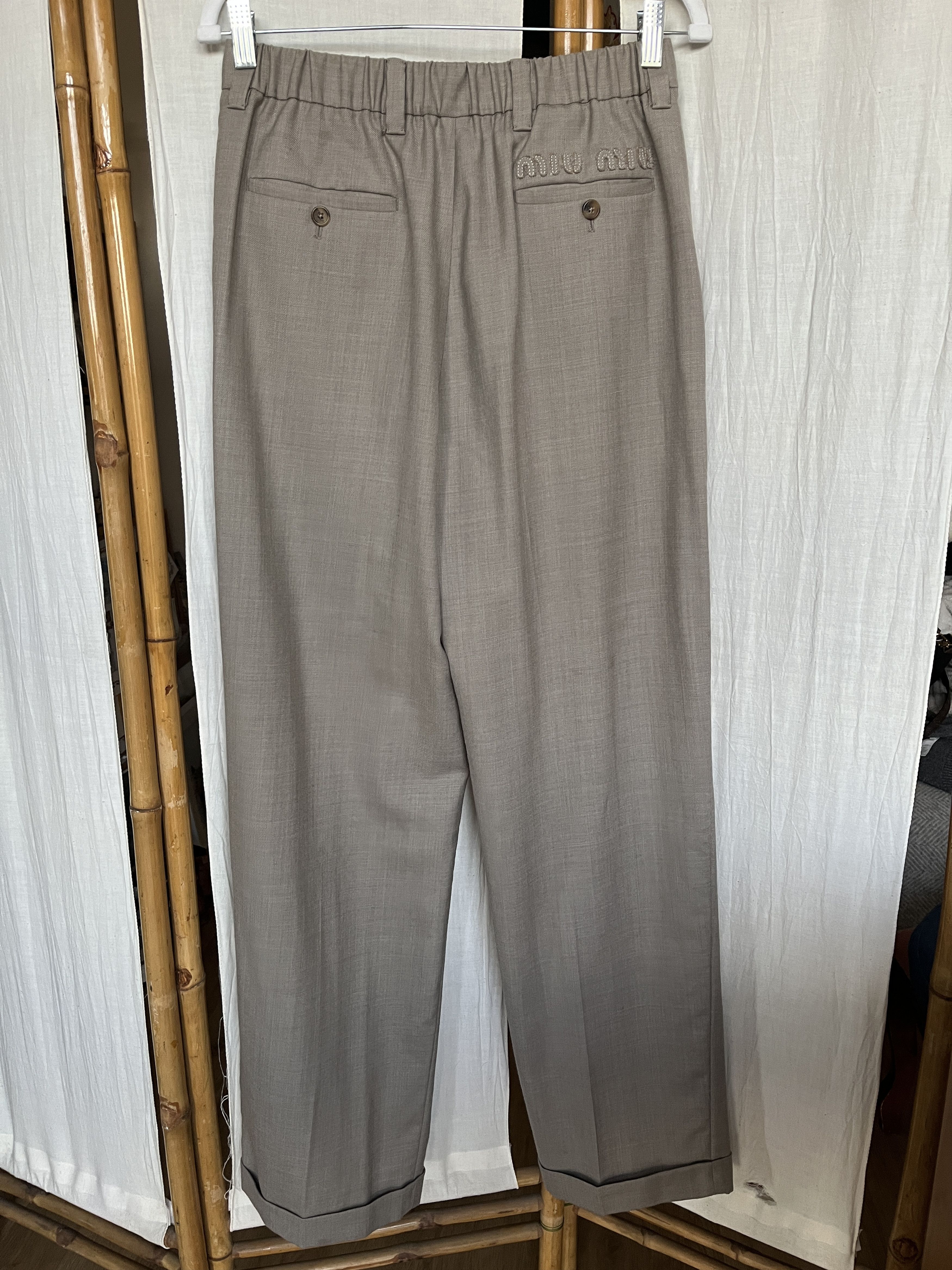 Miu Miu Miu Miu. Beige Wool Trousers. Medium/42 Size 28" / US 6 / IT 42 - 4 Thumbnail