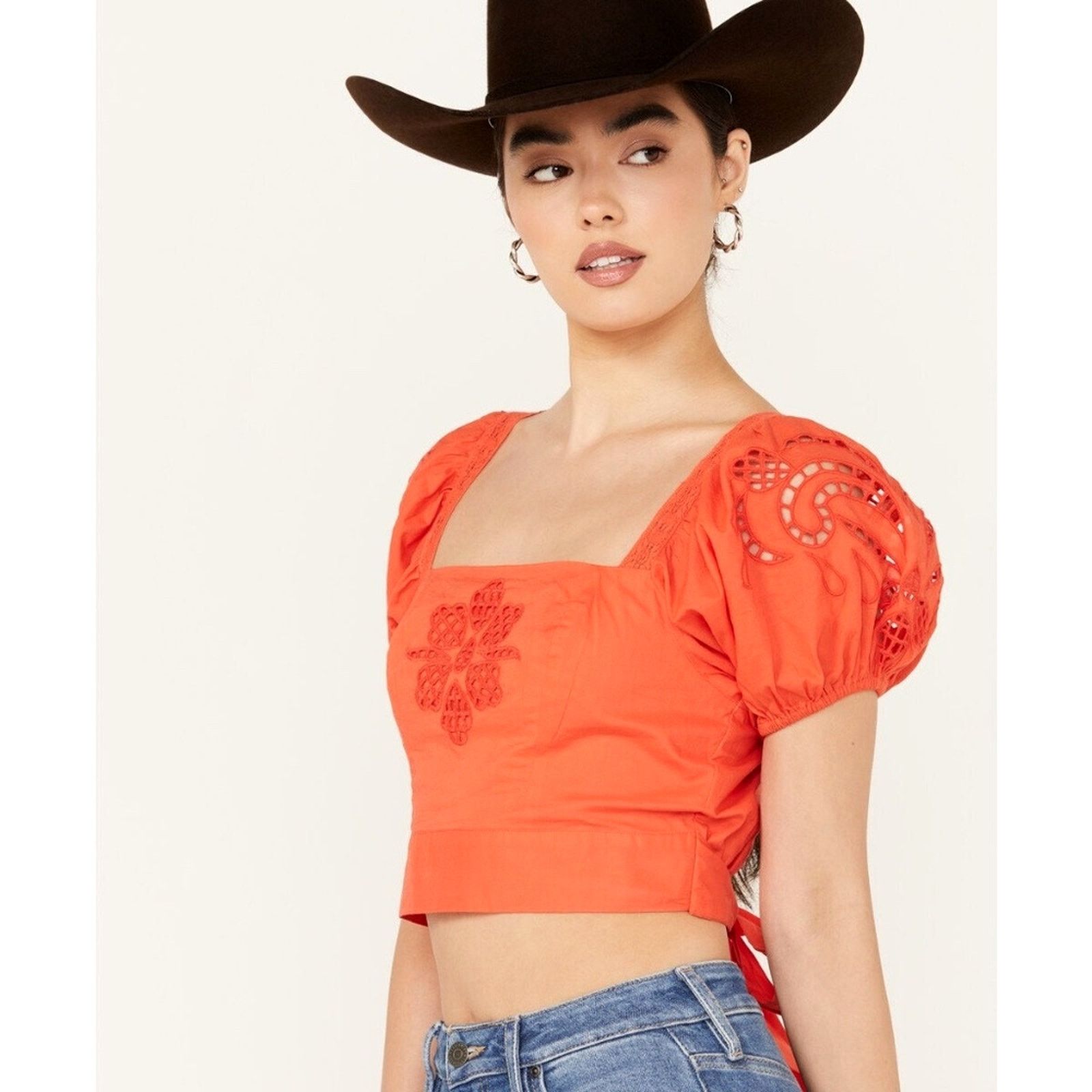 Other Band of the Free Tie Back Short Sleeve Entrada Top Orange S Size S / US 4 / IT 40 - 6 Thumbnail