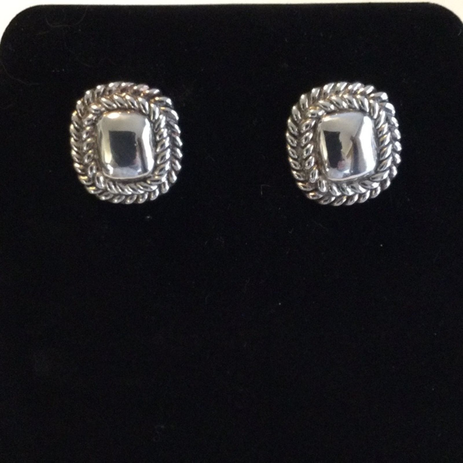Other Vintage Silver Tone Double Rope Band Friction Back Earrings Size ONE SIZE - 16 Thumbnail
