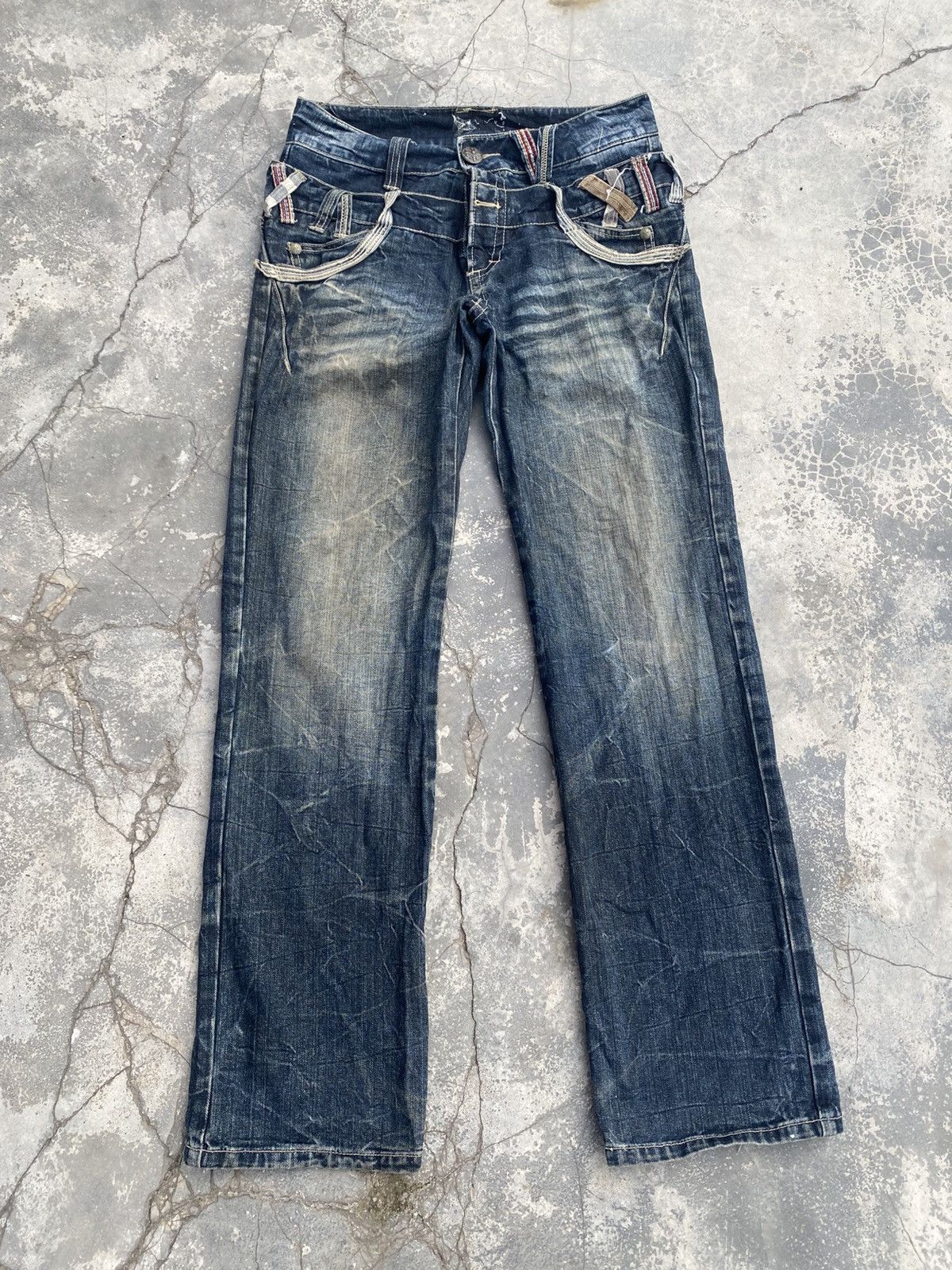 Japanese Brand Vintage Distressed Grunge Double Waist Jeans Size US 30 / EU 46 - 1 Thumbnail