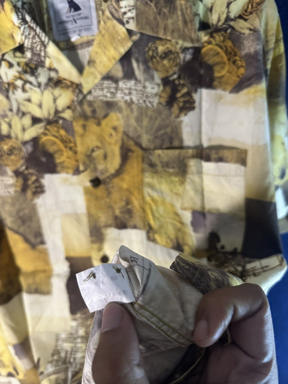 GOA Crazy Rare!!! Vintage 90s Dunlop Safari AOP Shirt GOA style Size US L / EU 52-54 / 3 - 8 Thumbnail