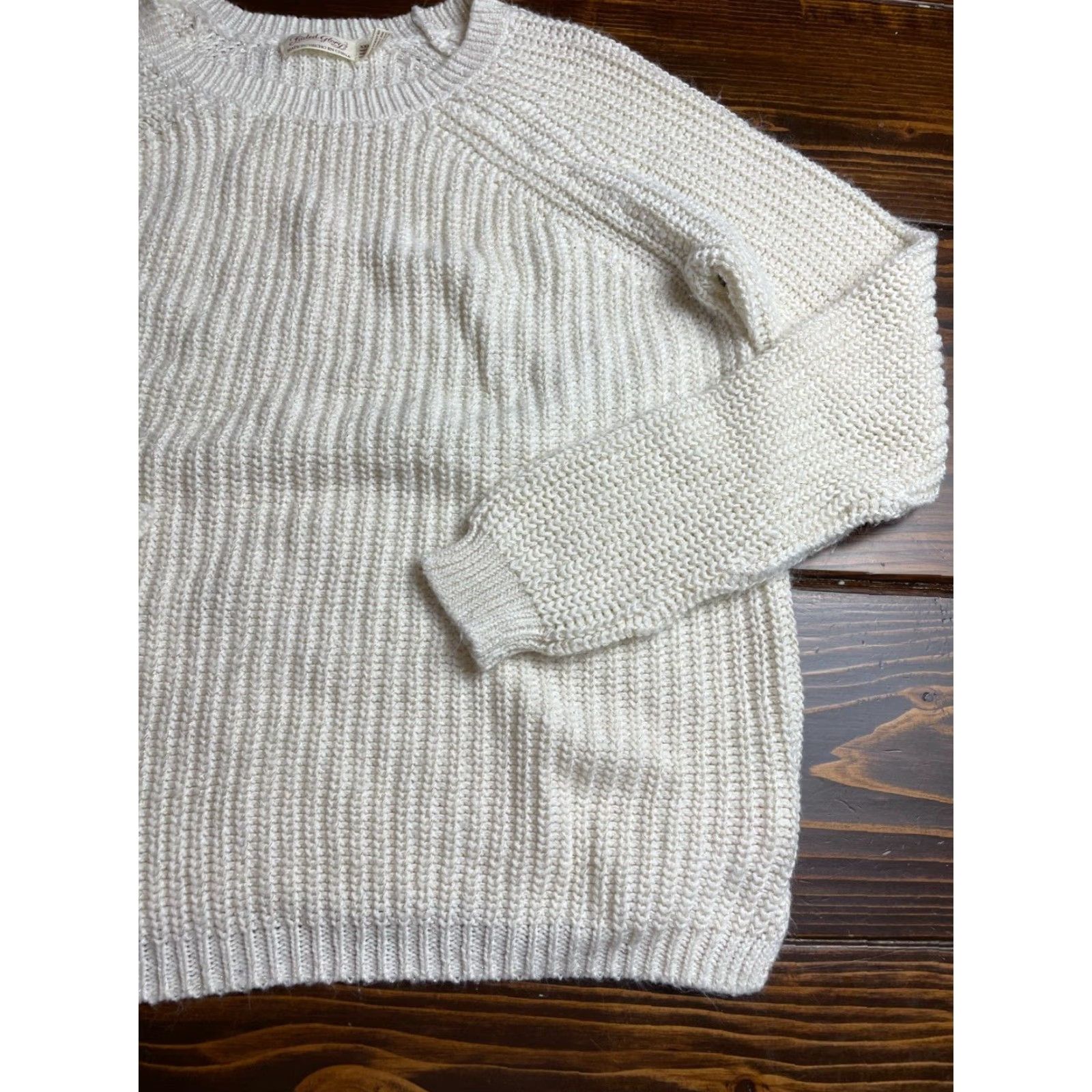 Faded Glory Faded Glory Sweater Women's XXL Cream Metallic Round Neck Long Sleeve Pullover Casual Travel 2000s Mens Womens Boys Girls Size XXL / US 16-18 / IT 52-54 - 3 Thumbnail