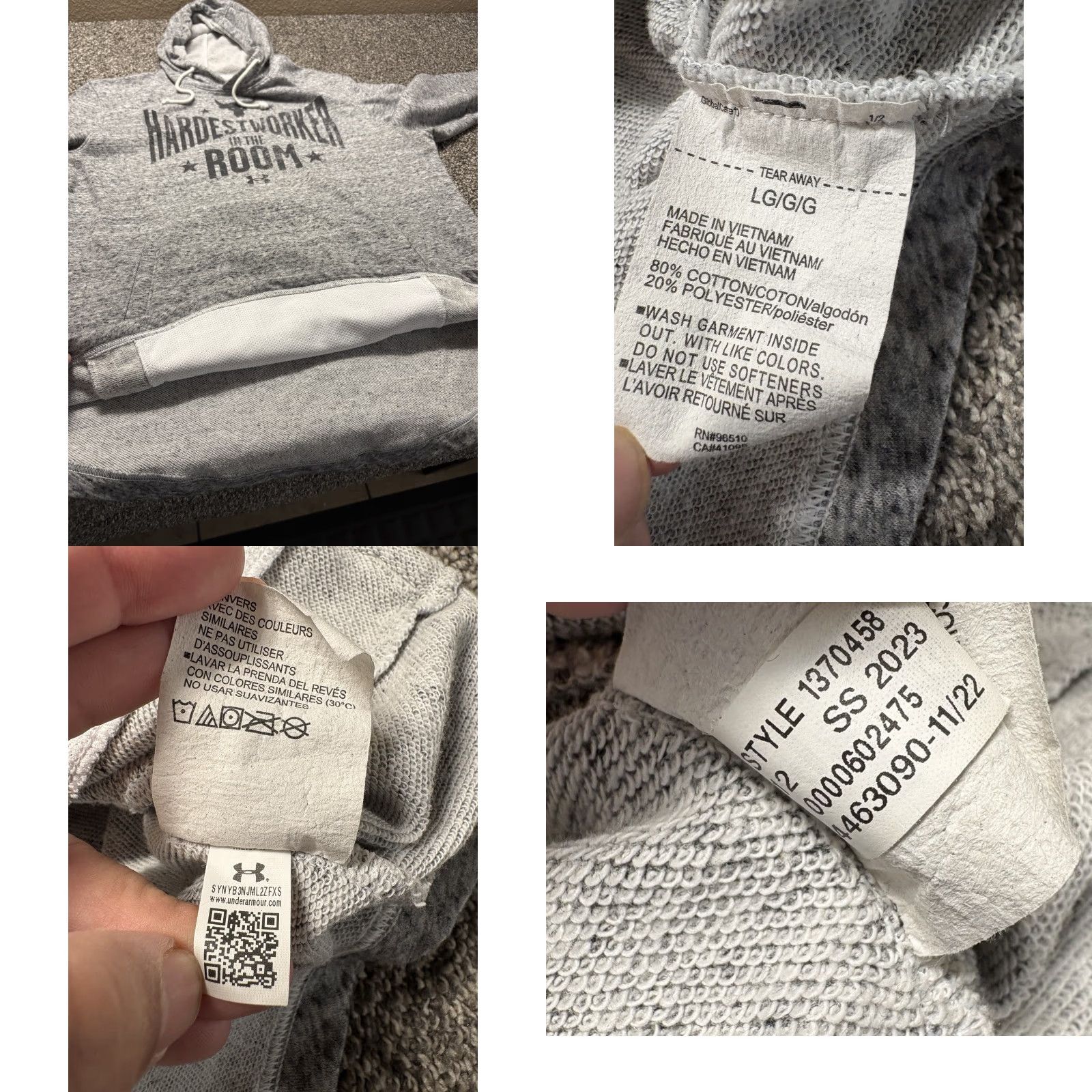 Under Armour Under Armour Project Rock Hoodie Mens Large Gray Terry Loose Sweatshirt Size US L / EU 52-54 / 3 - 8 Thumbnail