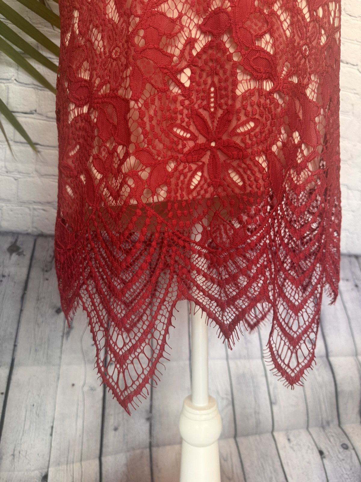 Express Express Red Lace Dress with tan underlay Size S / US 4 / IT 40 - 5 Thumbnail