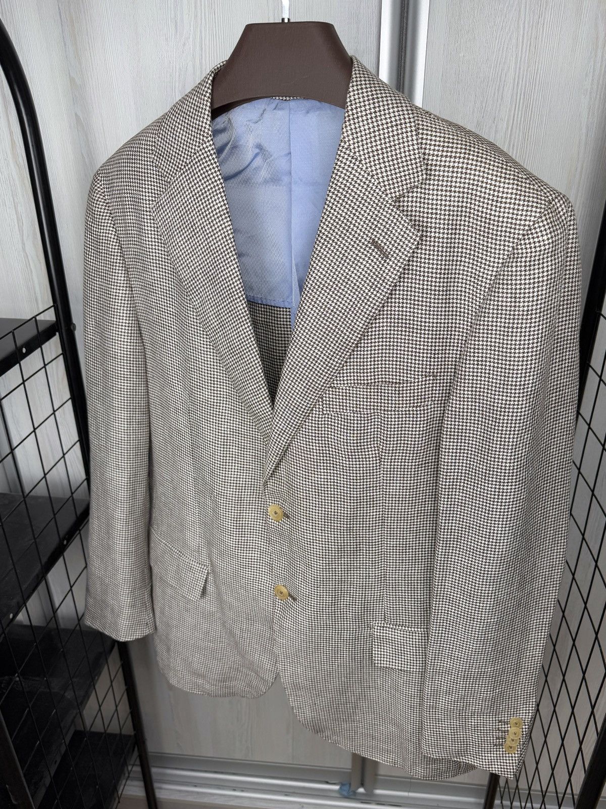 Pal Zileri Pal Zileri Concept Hemp Linen houndstooth unlined blazer 56 Size 46R - 6 Thumbnail