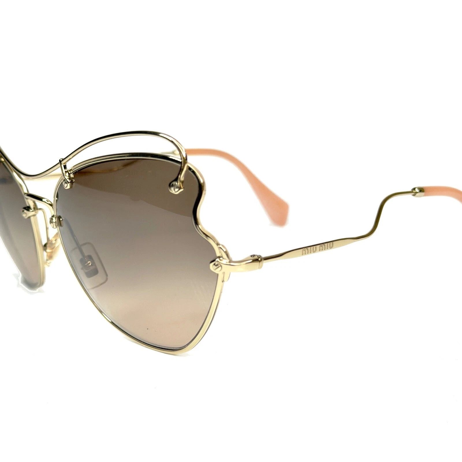 Miu Miu MIU MIU MU56RS SCENIQUE Butterfly 56R Gold Brown Sunglasses Size ONE SIZE - 3 Thumbnail