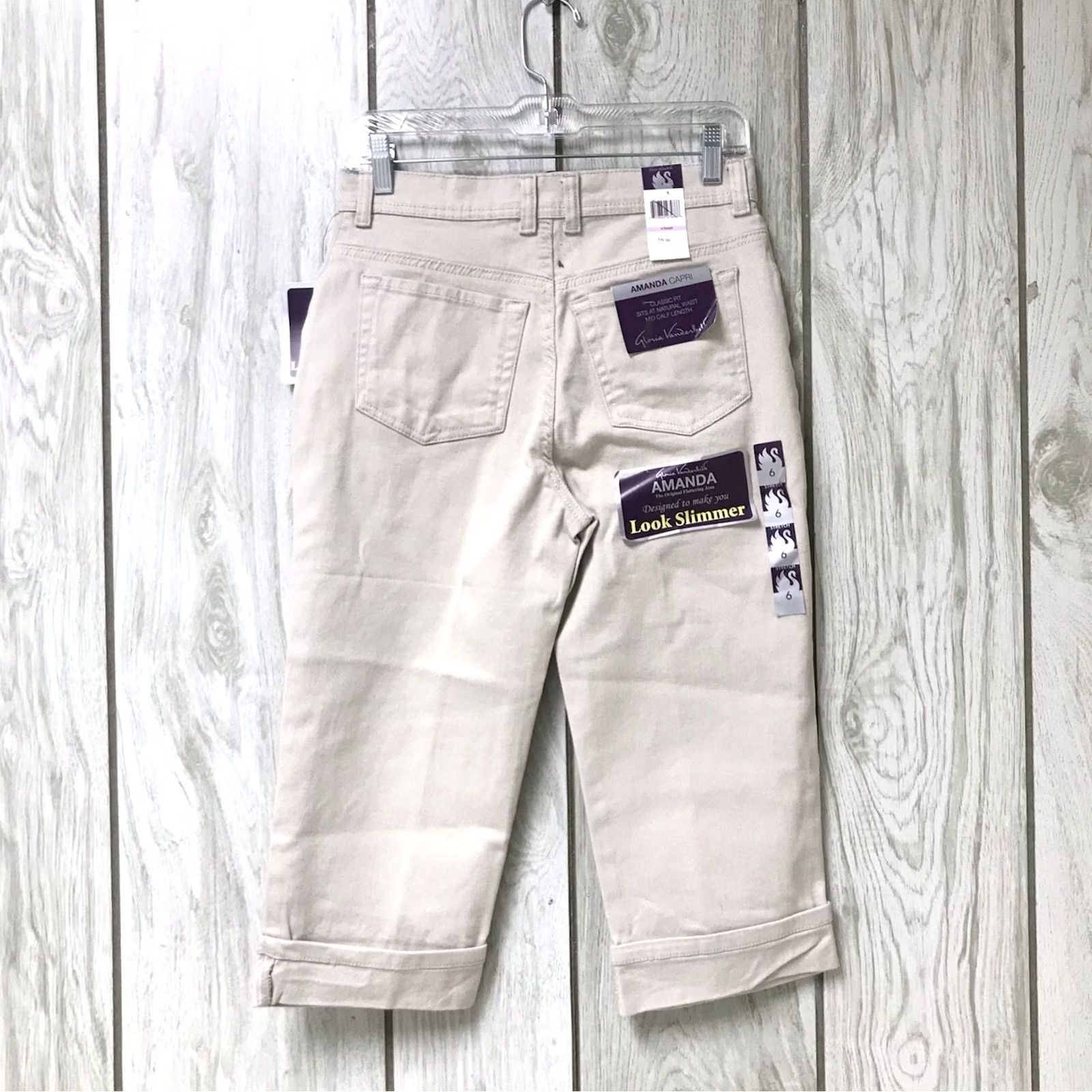Gloria Vanderbilt Gloria Vanderbilt Amanda Slimming Stretch Capri Pants 6 Womens Tan Cotton Spandex 5-Pocket Jeans Vintage No Size 28" / US 6 / IT 42 - 2 Thumbnail