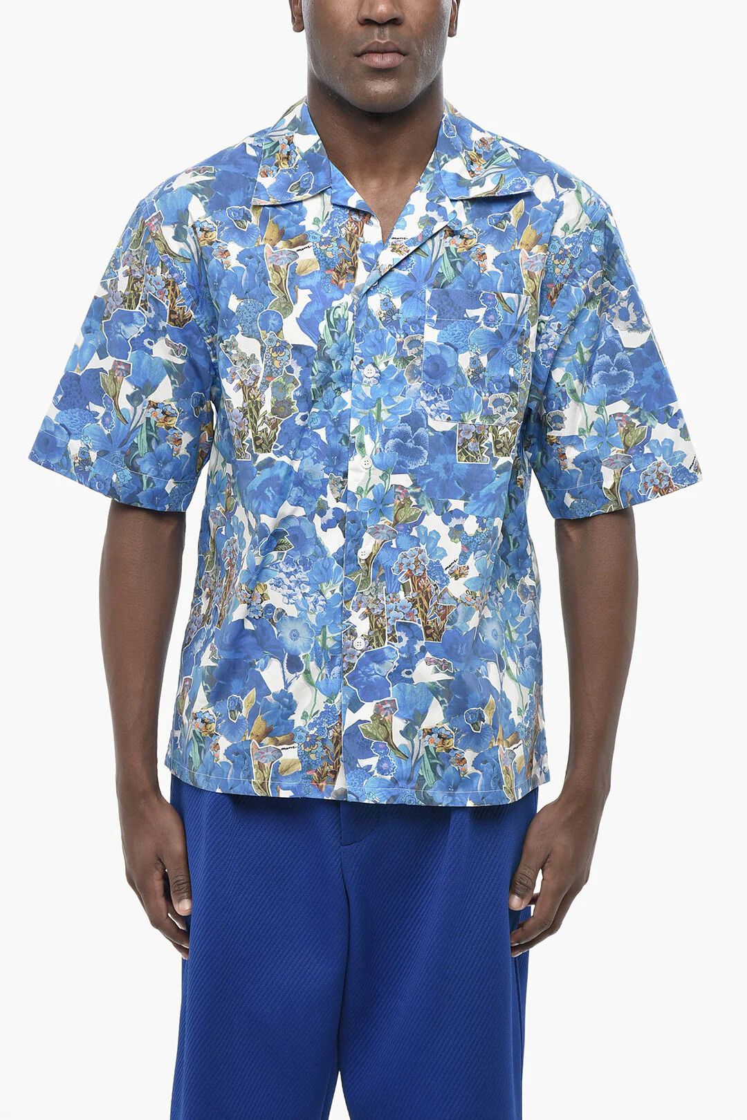 Marni og1mm0326 Cotton Bowling Shirt in Blue Size US L / EU 52-54 / 3 - 1 Thumbnail