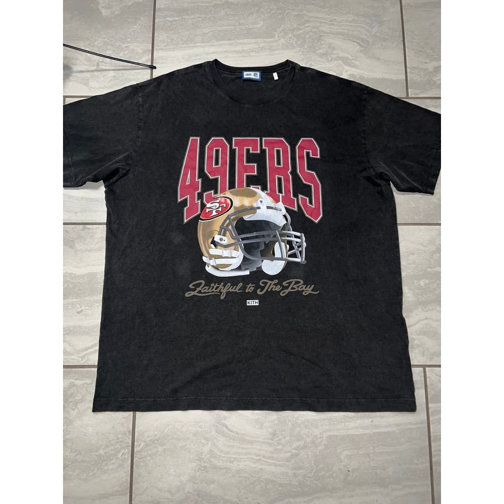 image of Kith X Nfl 49Ers Vintage Tee Black , Men's (Size 2XL)