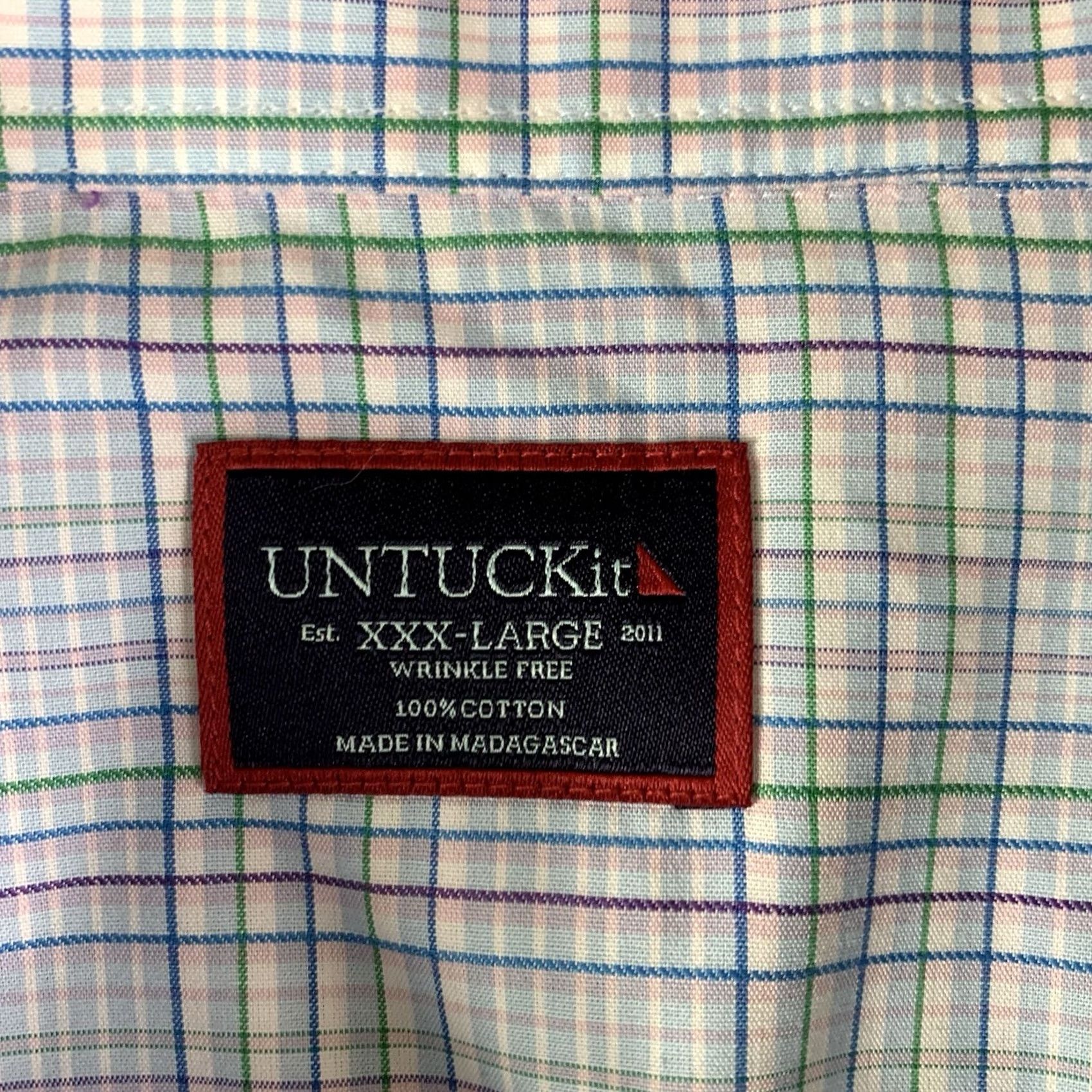 UNTUCKit UNTUCKit Button-Up Shirt Mens 3XL Plaid Long Sleeve Cotton Blue White Button Front Regular Fit Casual Shirt Size US XXL / EU 58 / 5 - 2 Thumbnail