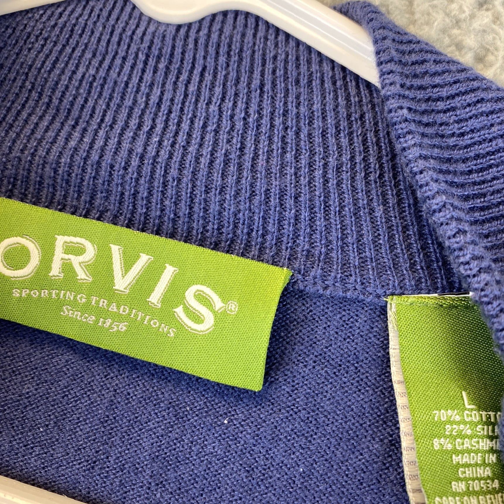Orvis VINTAGE ORVIS Sweater Shirt Men L Blue Pullover Knit Merino Wool 47-57 Long Sleeve Mock Neck Outdoor 90s Mens Size US L / EU 52-54 / 3 - 3 Thumbnail