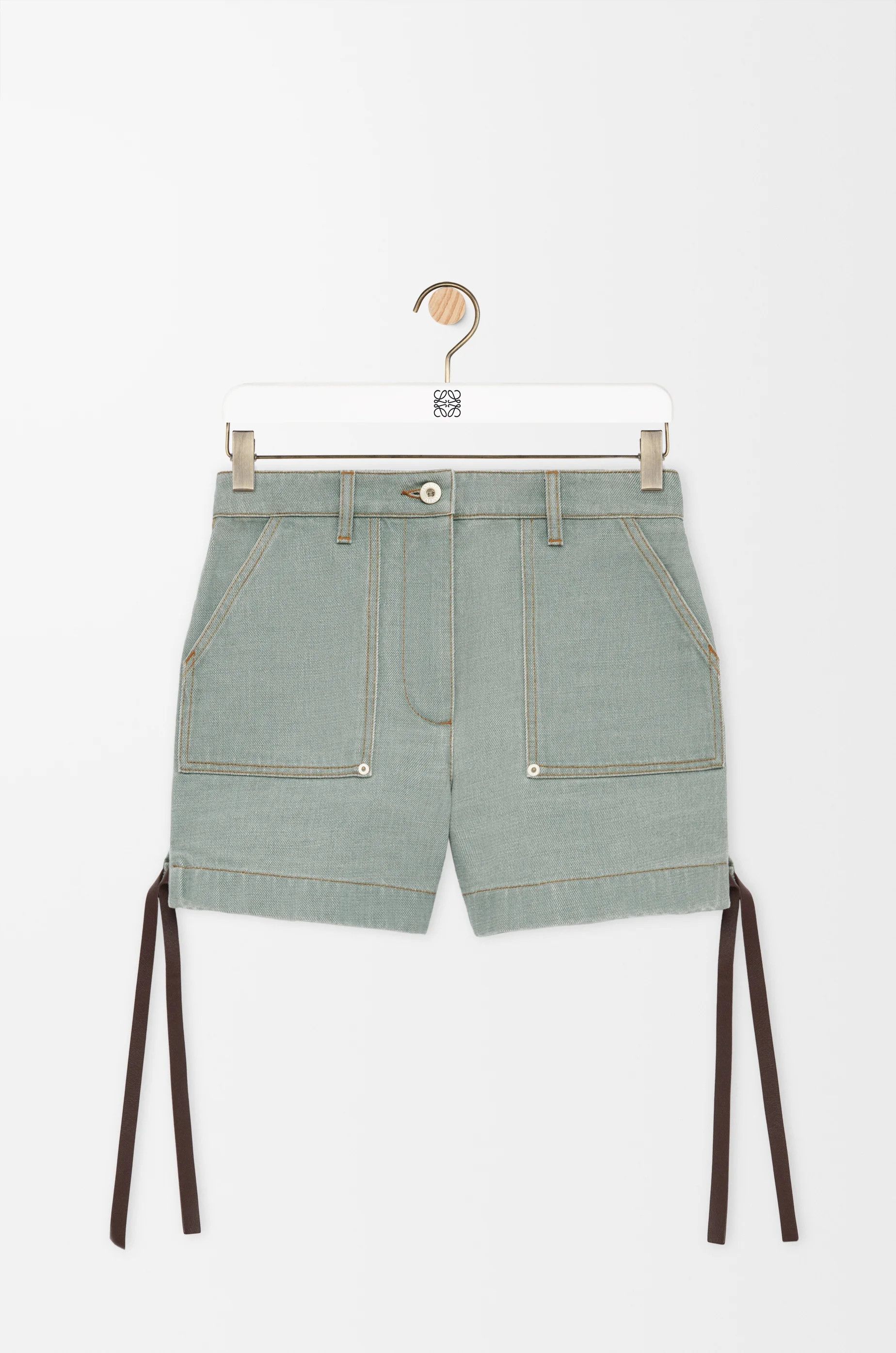 Loewe o1in1g0426 Workwear Shorts in Denim in Khaki Green Size 28" / US 6 / IT 42 - 1 Thumbnail