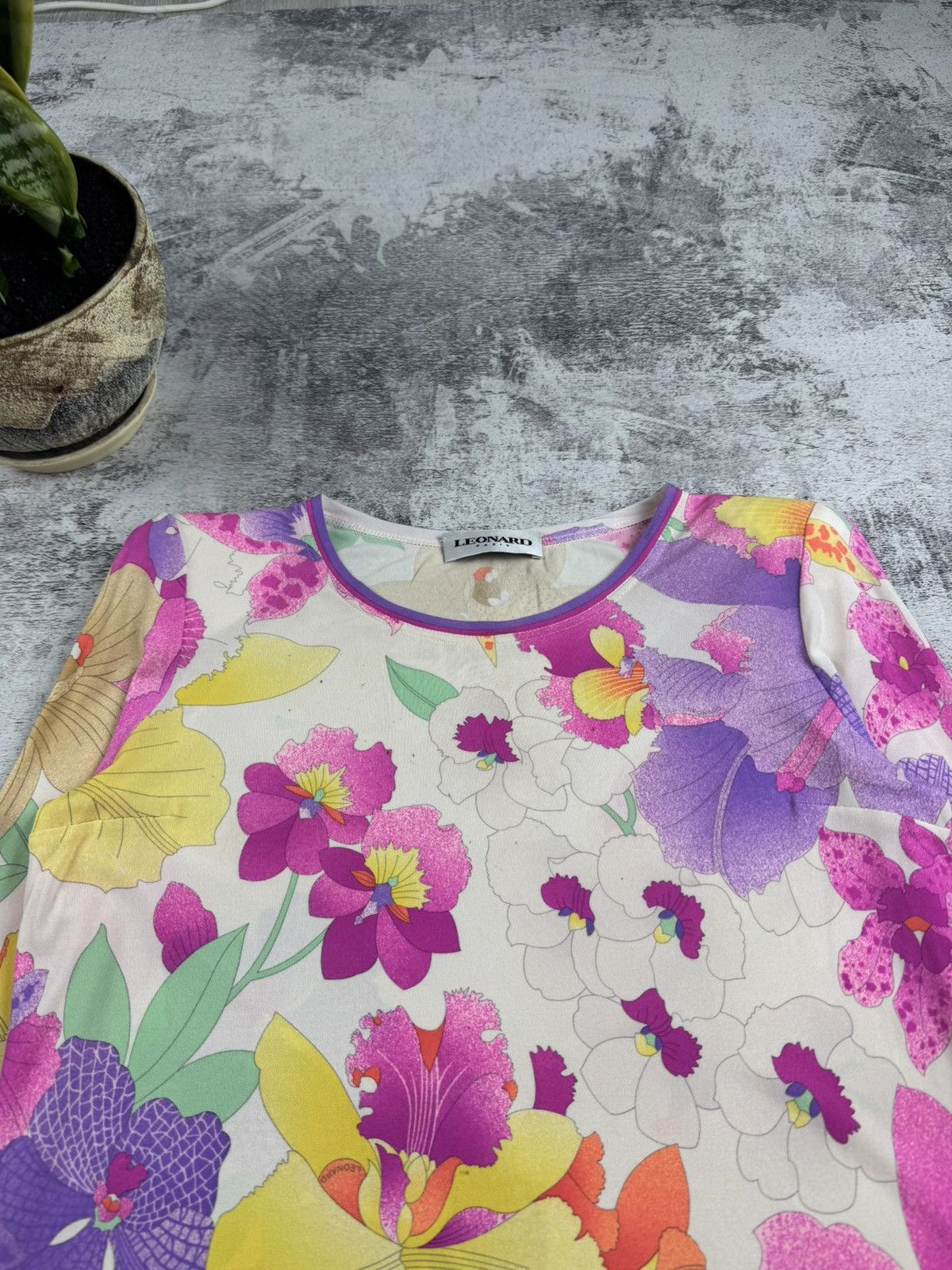 Leonard Paris × Vintage RARE Leonard Paris Floral Silk 40 Designer Tunic Dress Luxury Shirt Blouse Top Size M / US 6-8 / IT 42-44 - 9 Thumbnail