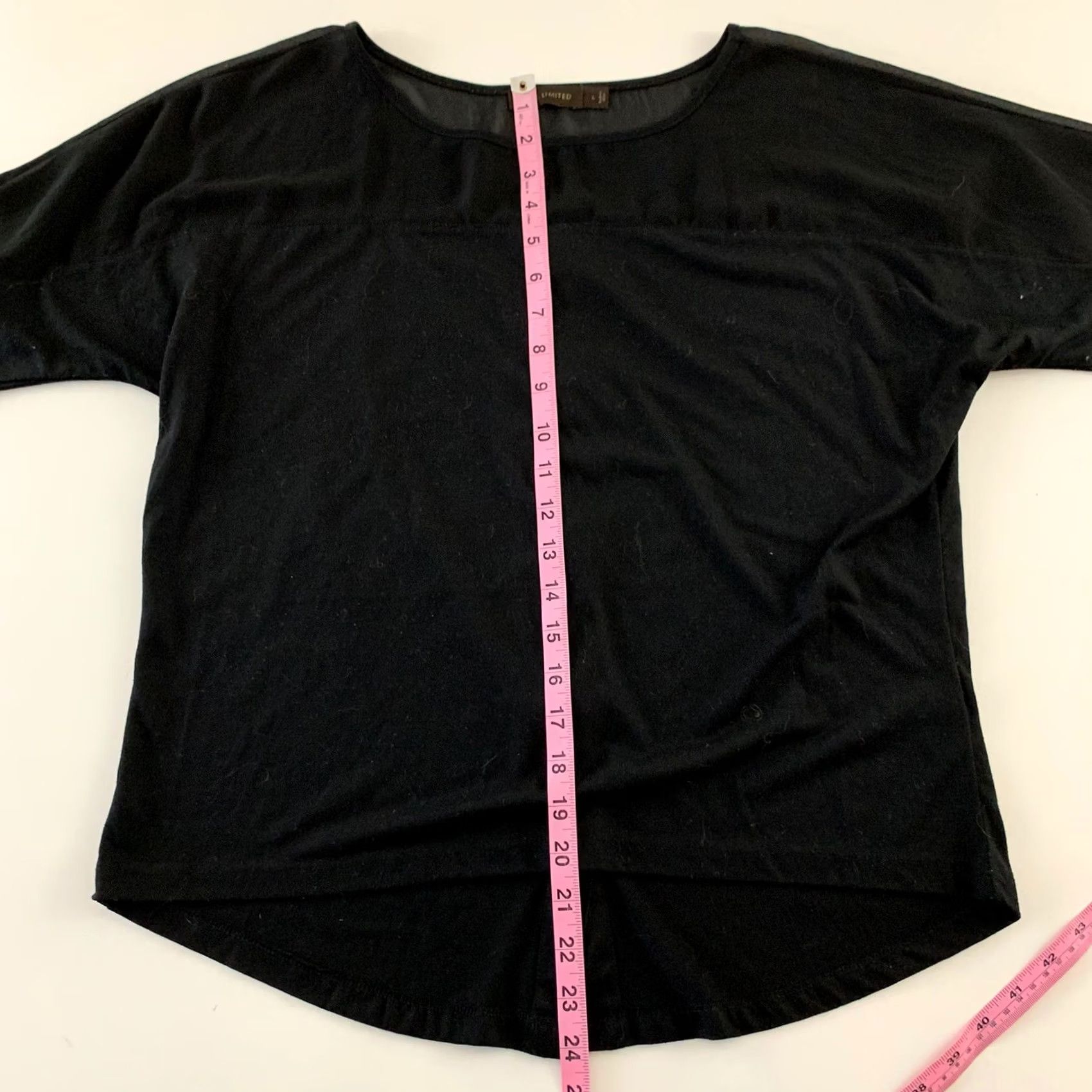 Vintage The Limited Sheer Button Back 3/4 Sleeve Top Women's Size L Black Blouse Solid Shirt Womens L Black The Limited Size L / US 10 / IT 46 - 4 Thumbnail