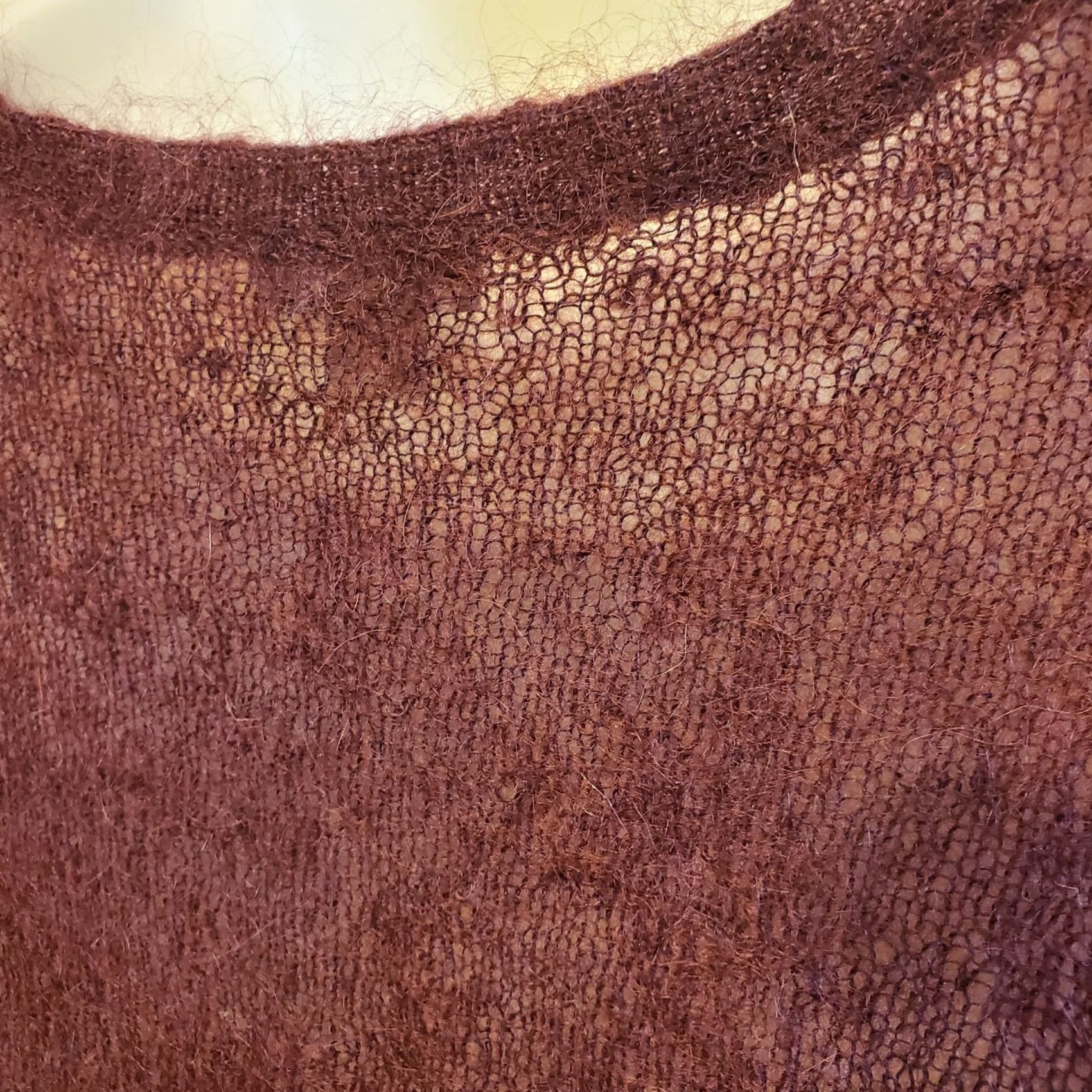 J. Jill J. Jill Sweater Long Sleeve Womens L Angora Wool Purple Wine Crew Neck Pullover Knit Open-Knit Solid Casual Business Fall Spring Size L / US 10 / IT 46 - 5 Thumbnail