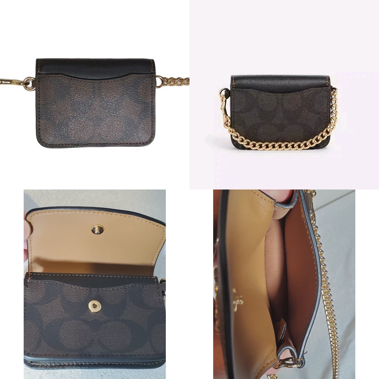 Coach Coach Crossbody Womens Small Poppy Card Case Block Signature Khaki Brown Black CA843 Chain Size ONE SIZE - 9 Thumbnail