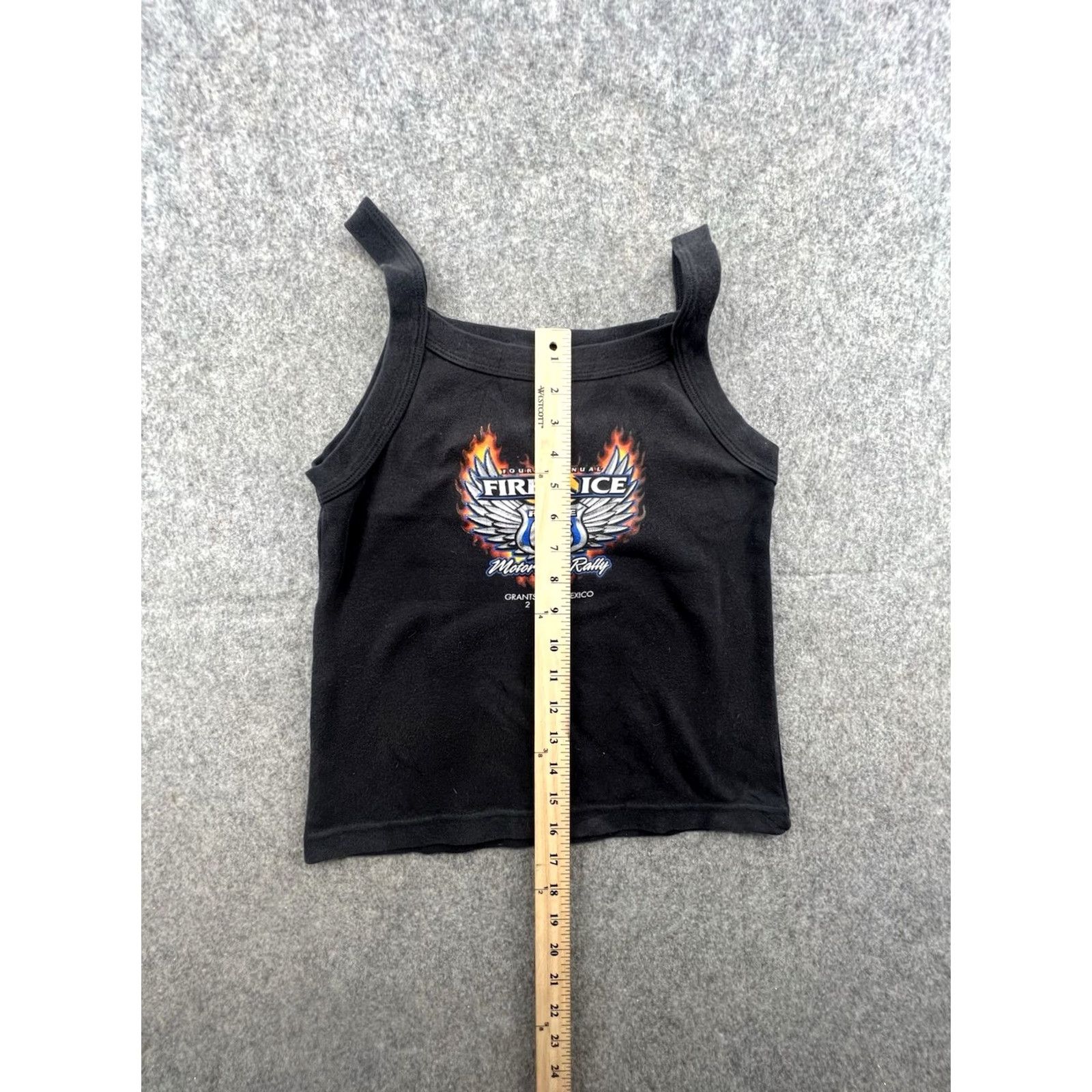 Vintage Gaziani Fire & Ice Motorcycle Rally 2004 Cropped Graphic Tank Top Sz M Gaziani Womens Cropped Tank Black 80s 90s Vintage Size M / US 6-8 / IT 42-44 - 3 Thumbnail