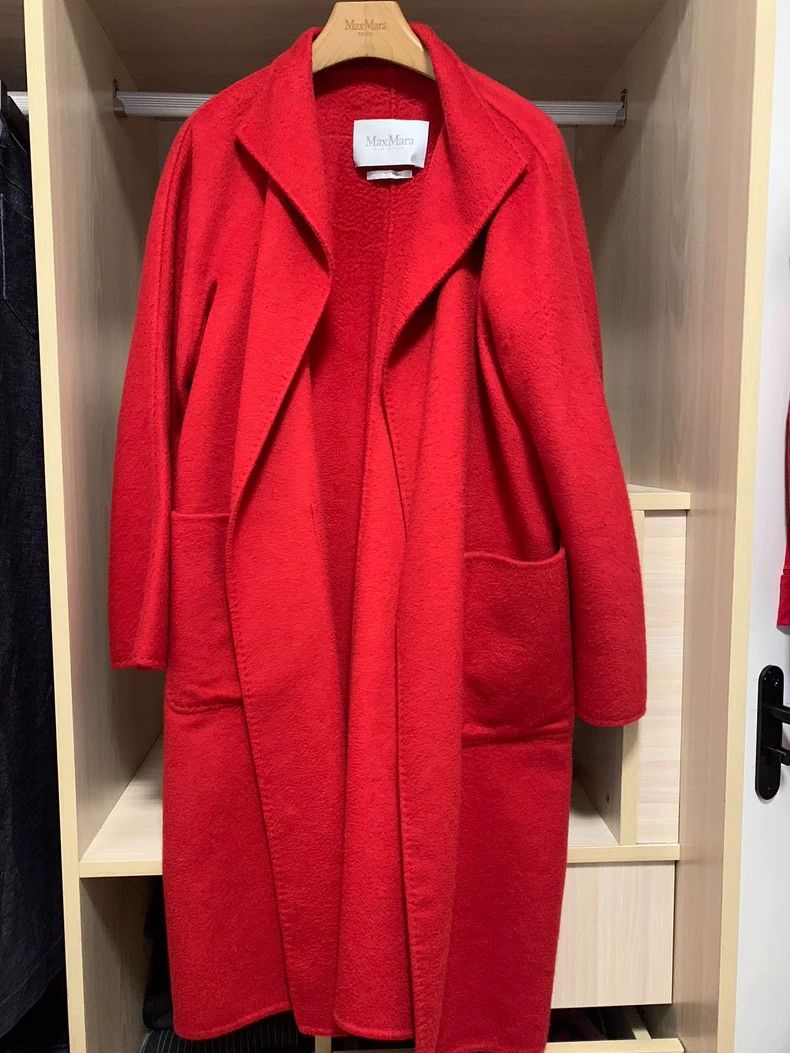 Max Mara Max Mara Coat lilia, true red, 100% cashmere water ripple Size L / US 10 / IT 46 - 3 Thumbnail