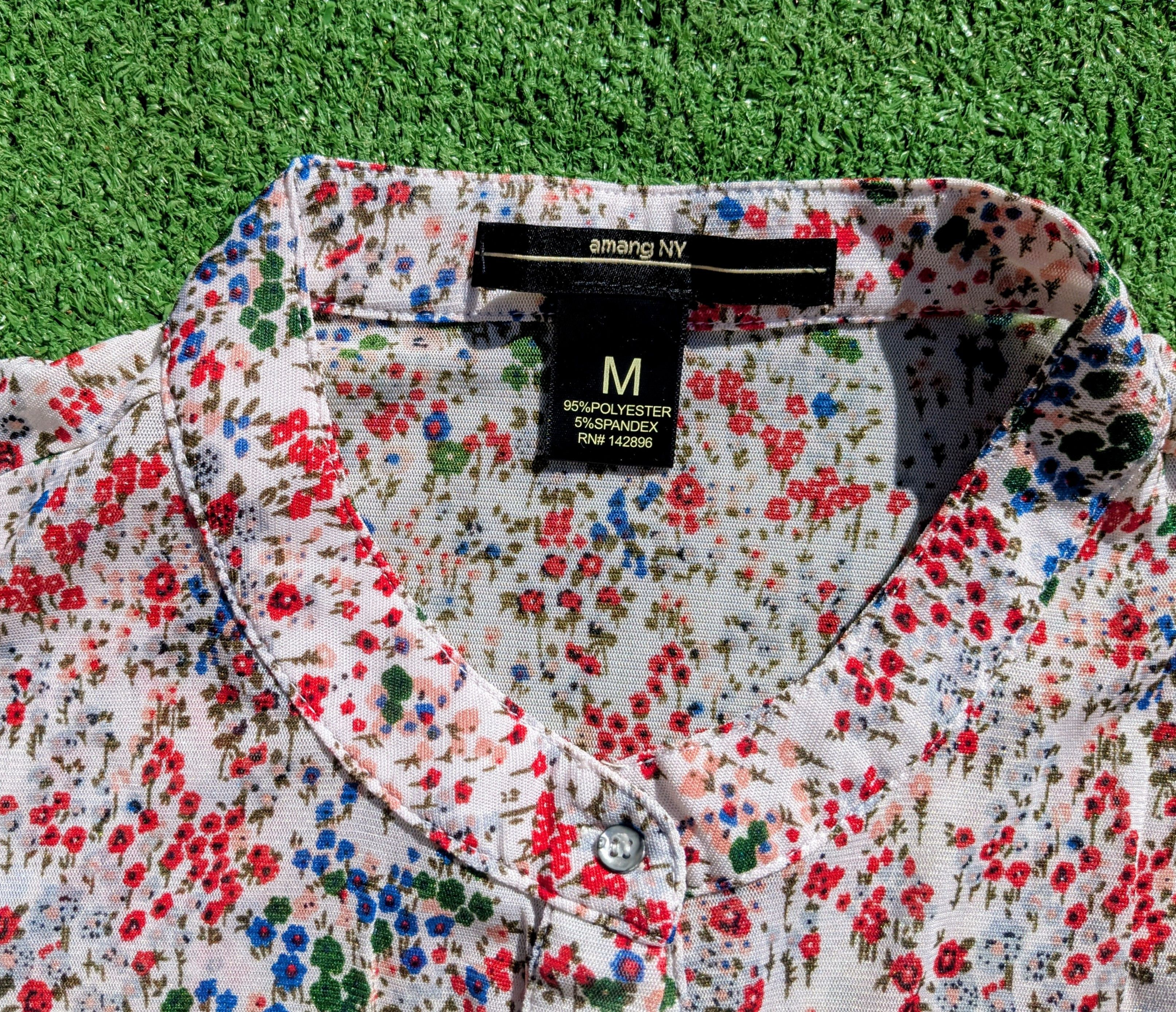Other Amang NY Floral Print Sheer Flutter S/S Blouse Shirt Top Size M / US 6-8 / IT 42-44 - 6 Thumbnail