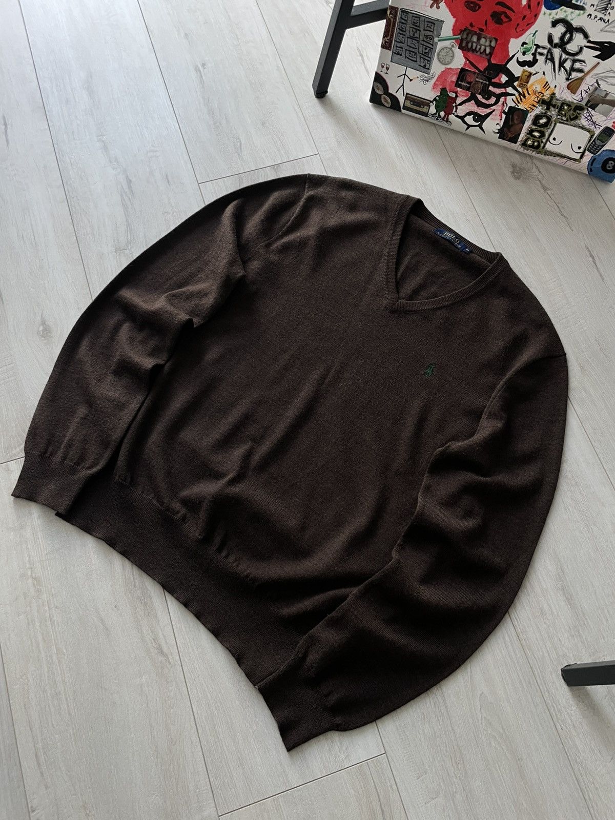 Polo Ralph Lauren Polo Ralph Lauren Brown Wool Sweater Vneck Pullover RARE Size US M / EU 48-50 / 2 - 3 Thumbnail