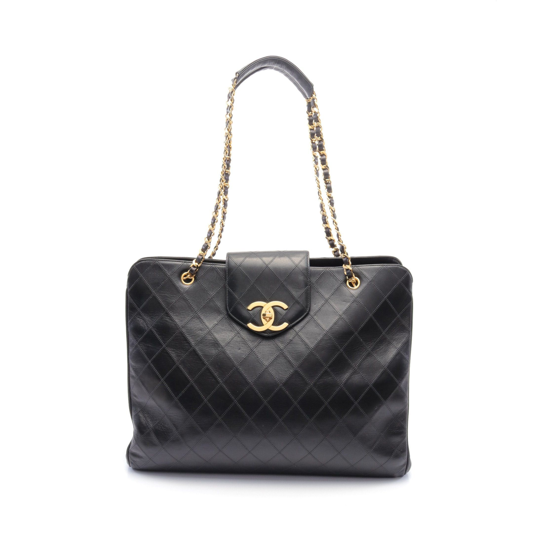 image of Chanel Supermodel Bag Bicolore Chain Shoulder Bag Chain Tote Bag Leather Black Gold Hardware Vintag