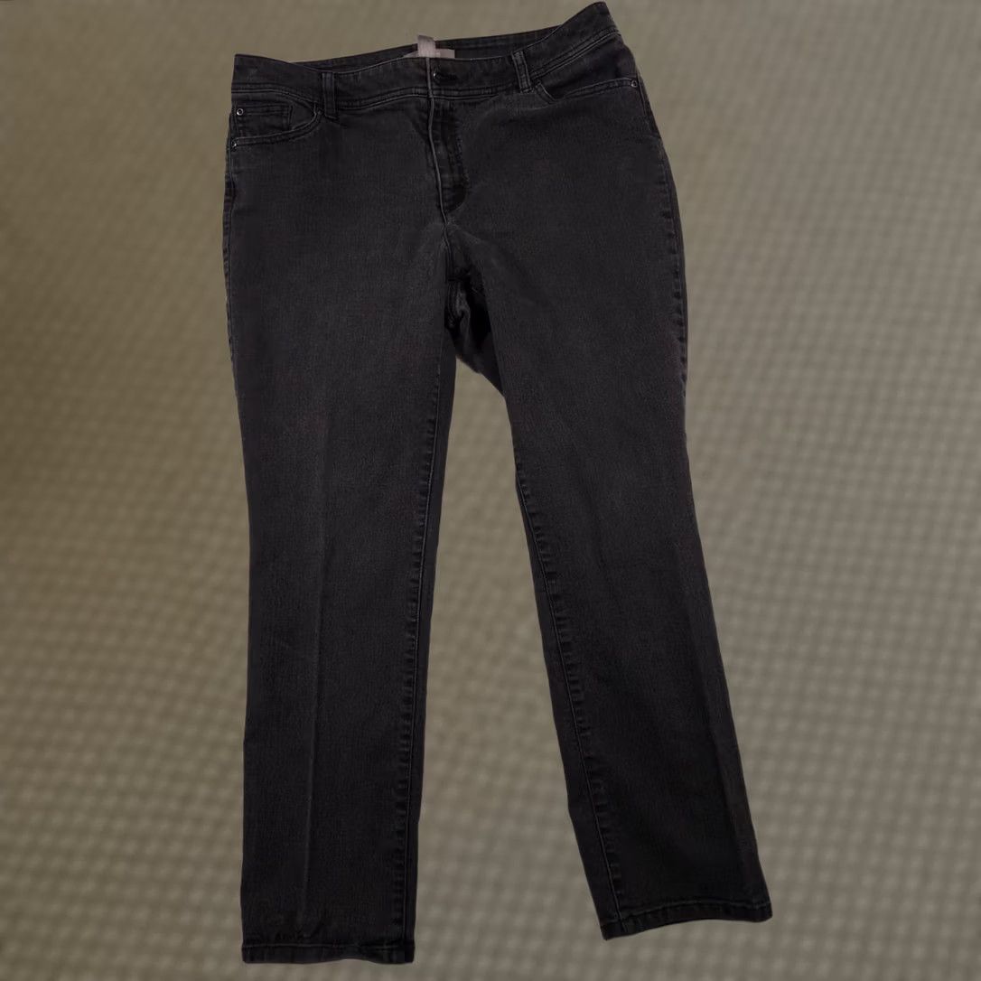 Vintage Chico's Jeans Womens 2.5 Short Black Wash Skinny Denim 5 Pocket Stretch Mid Rise Size 24" / US 00 / IT 34 - 1 Thumbnail