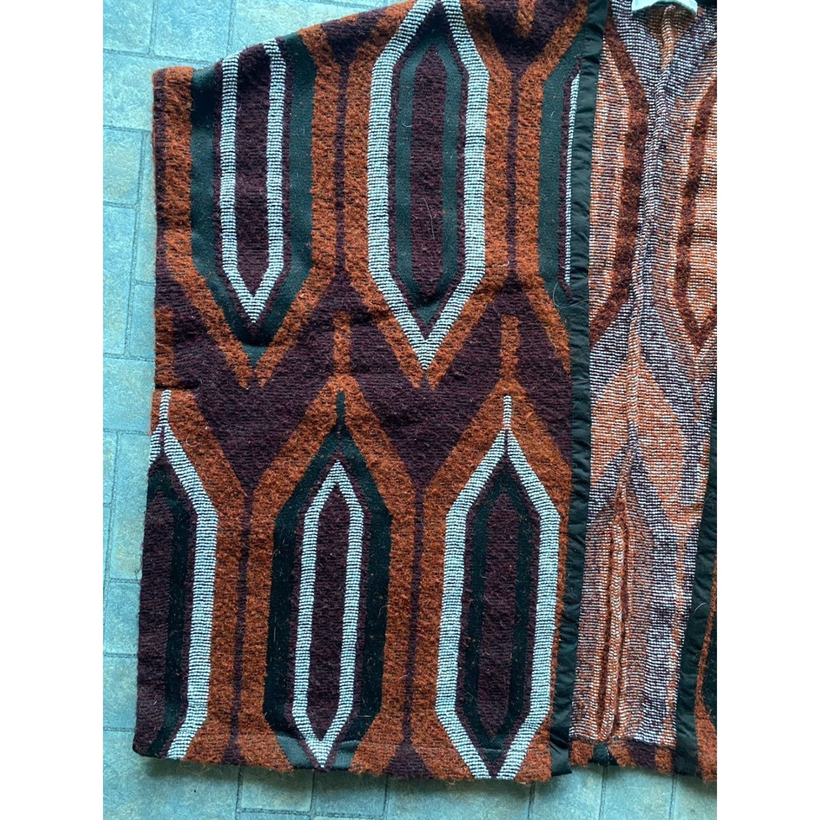 Mango Mango Cape Geometric Open Front Alpaca Wool Blend One Size Poncho Kate Moss Women Multicolor Wool Blend Open Front Cape Size ONE SIZE - 2 Thumbnail
