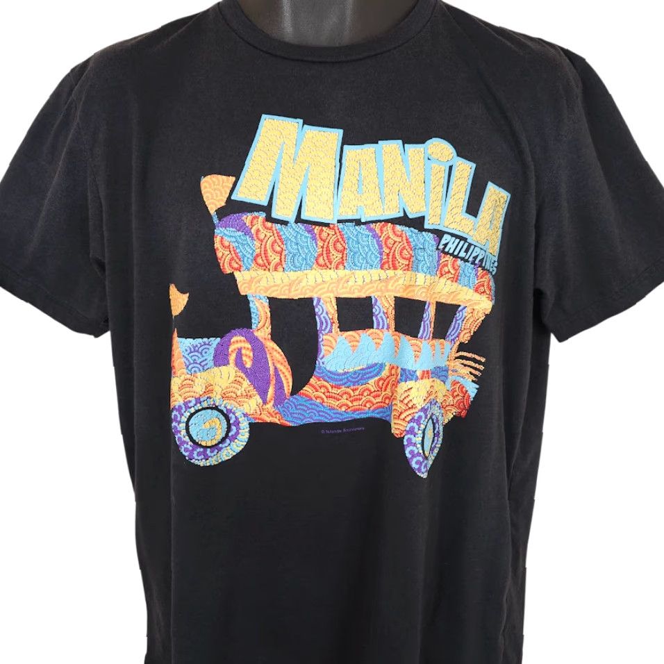 Vintage VINTAGE3 Manila Philippines T Shirt Mens Size XL Black Jeepney Travel Destination Tee Size US XL / EU 56 / 4 - 2 Thumbnail