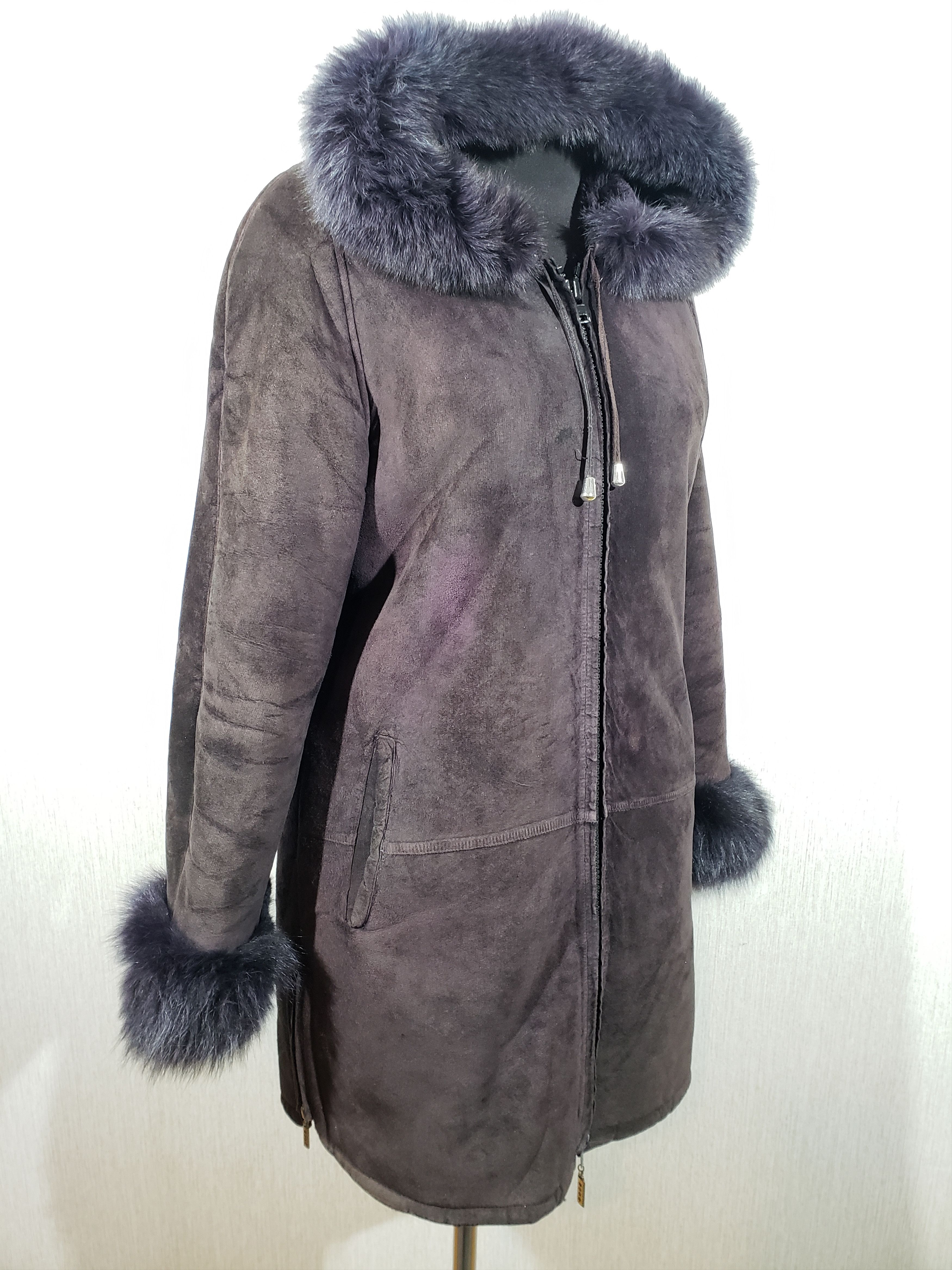Other Stylish purple sheepskin coat with a hood. Size L / US 10 / IT 46 - 2 Thumbnail