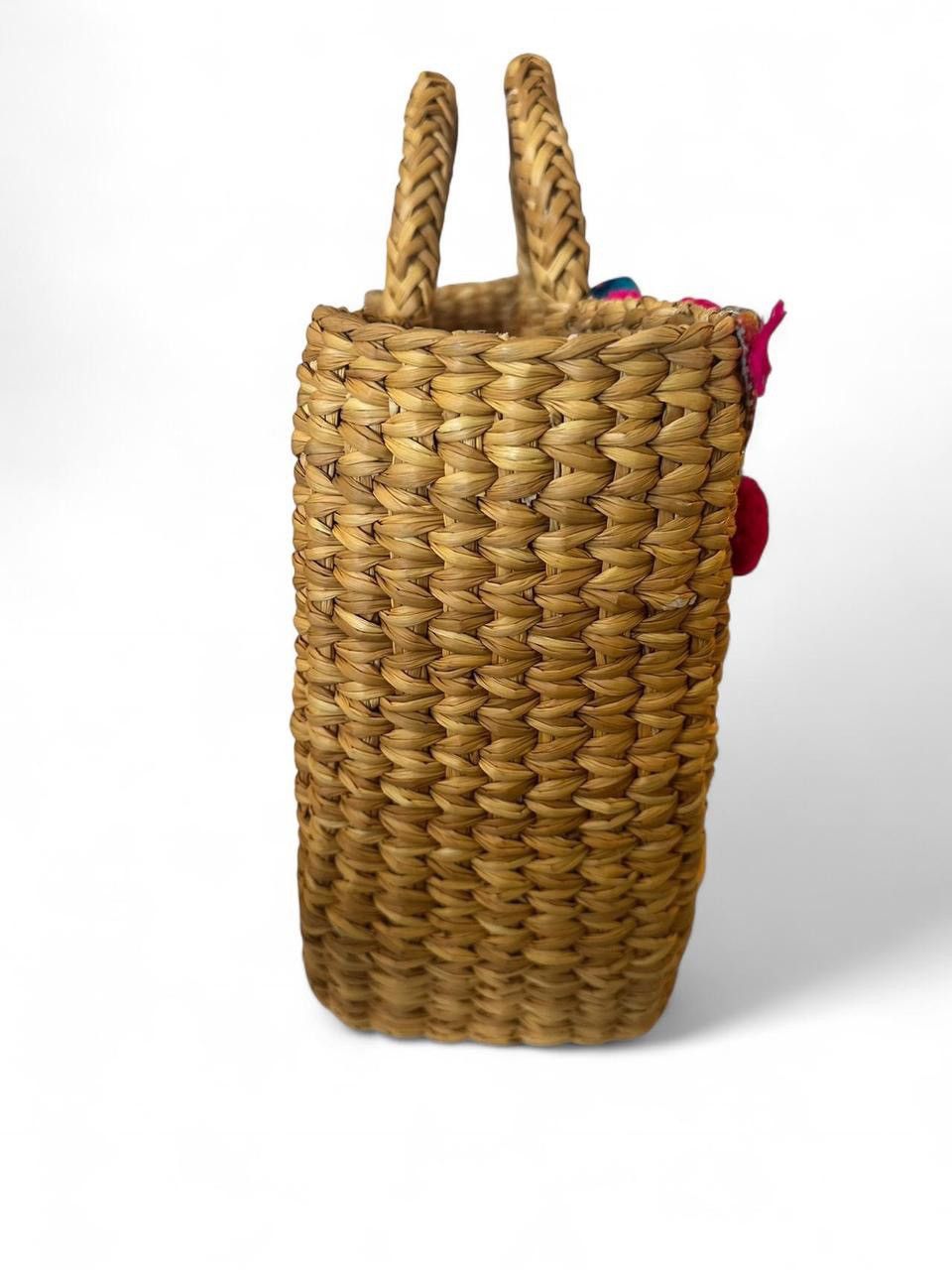 Other PITUSA Boho Embellished Straw Basket Tote Beach Bag Size ONE SIZE - 5 Thumbnail