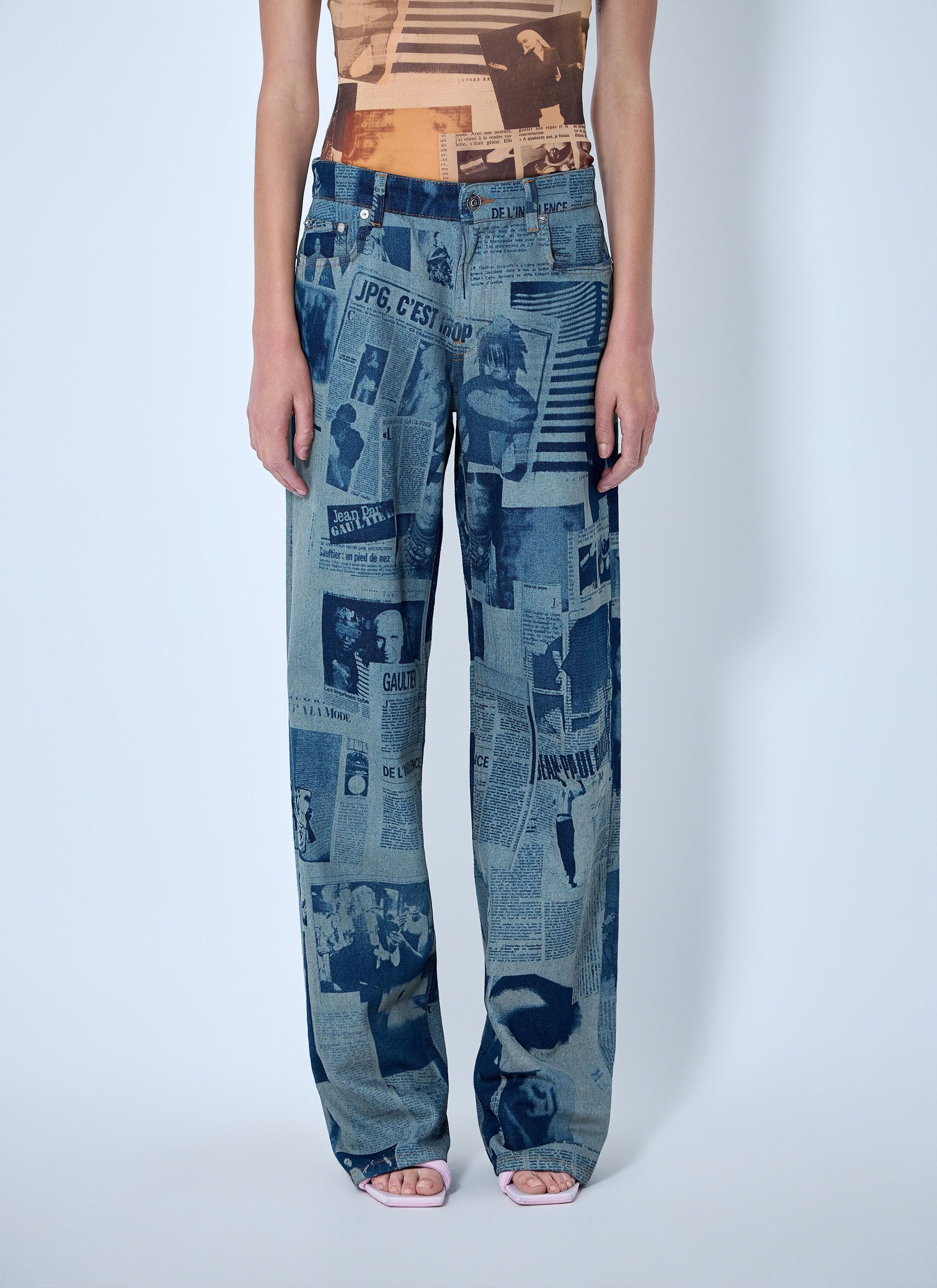 Jean Paul Gaultier Newspaper Print Jeans Size 29" - 1 Thumbnail