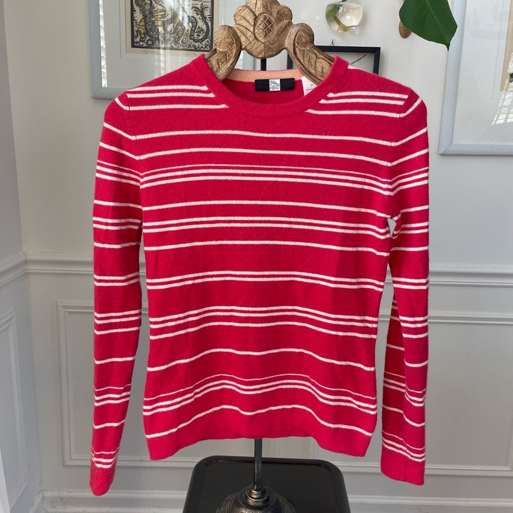 Saks Fifth Avenue Saks Fifth Avenue 100% Cashmere Tulip Pink Stripe Sweater S Size M / US 6-8 / IT 42-44 - 2 Thumbnail