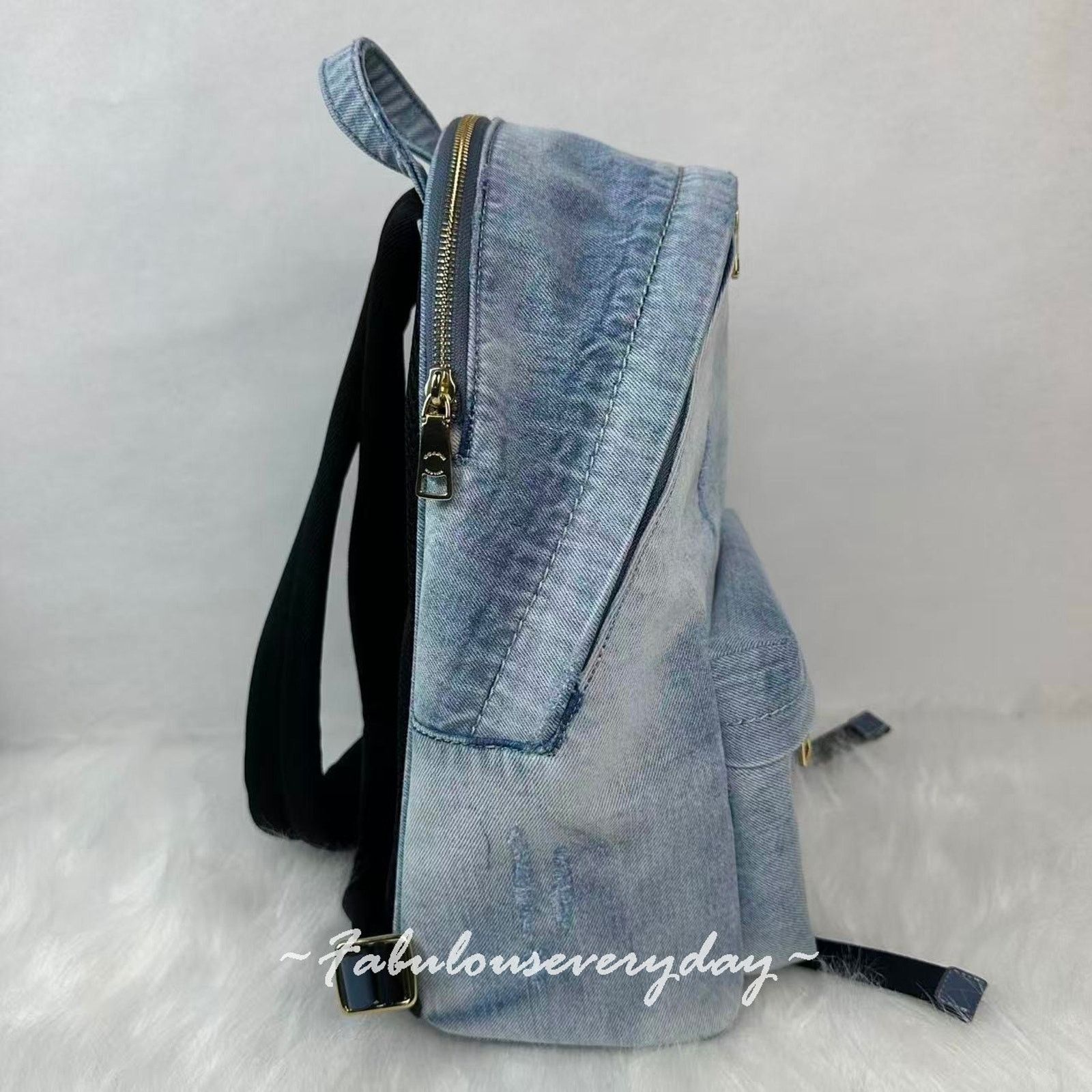 Coach Coach Taylor Small Backpack In Loved Denim Gold/Light Indigo Size ONE SIZE - 2 Thumbnail