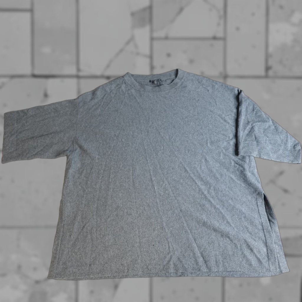 Eileen Fisher VINTAGE Eileen Fisher Sweater Shirt Womens Short Sleeve Gray 100% Wool XS-Small Oversized Crew Neck Pullover - Women Mens Girls Size S / US 4 / IT 40 - 1 Thumbnail
