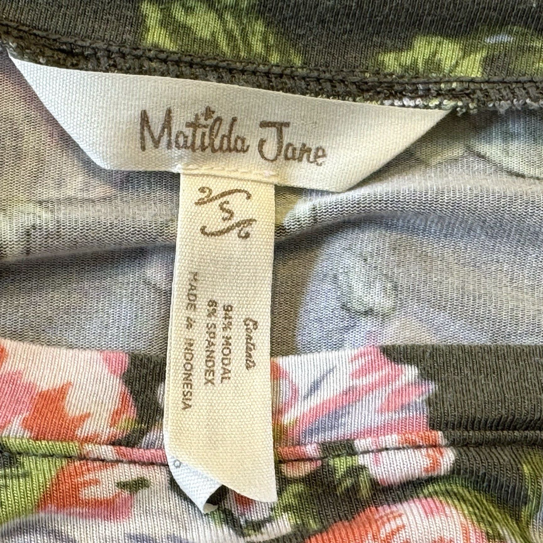 Vintage Matilda Jane Womens Top Small Flouncy Poet Short Ruffle Sleeve Lets Go Together Green Floral Print Round Neck Stretch Size S / US 4 / IT 40 - 6 Thumbnail