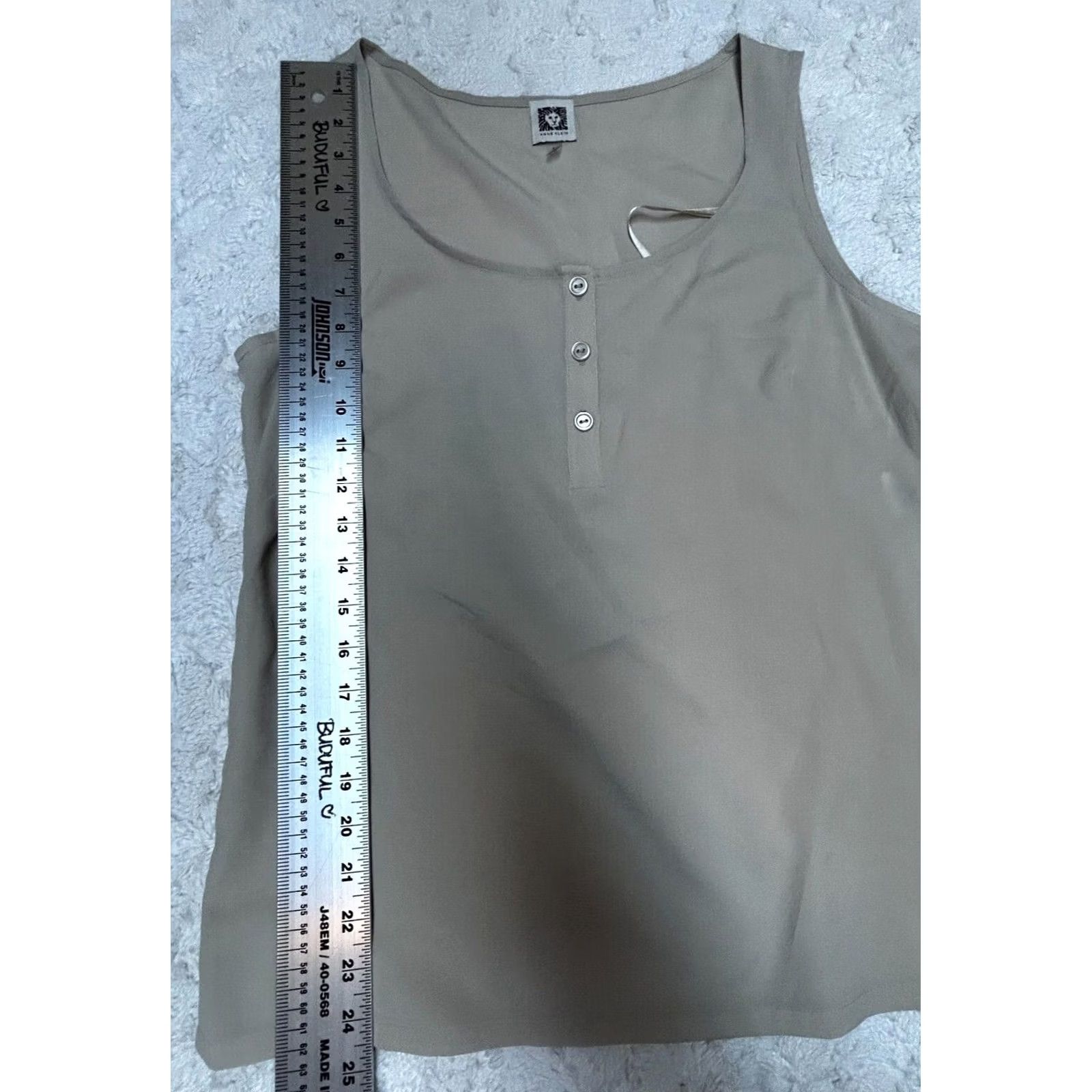 Anne Klein Anne Klein Women's Scoop Neck Henley Button Chiffon Sleeveless Top Ivory Medium Size M / US 6-8 / IT 42-44 - 8 Thumbnail