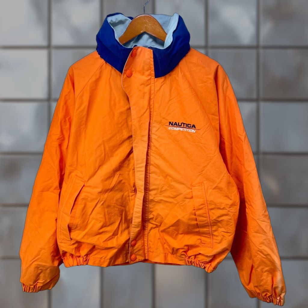 Nautica VINTAGE Nautica Windbreaker Jacket Men's XL Orange 90s - Logo, Nylon, Polyester lining, Regular fit, Solid, Casual Jacket Size US XL / EU 56 / 4 - 1 Thumbnail