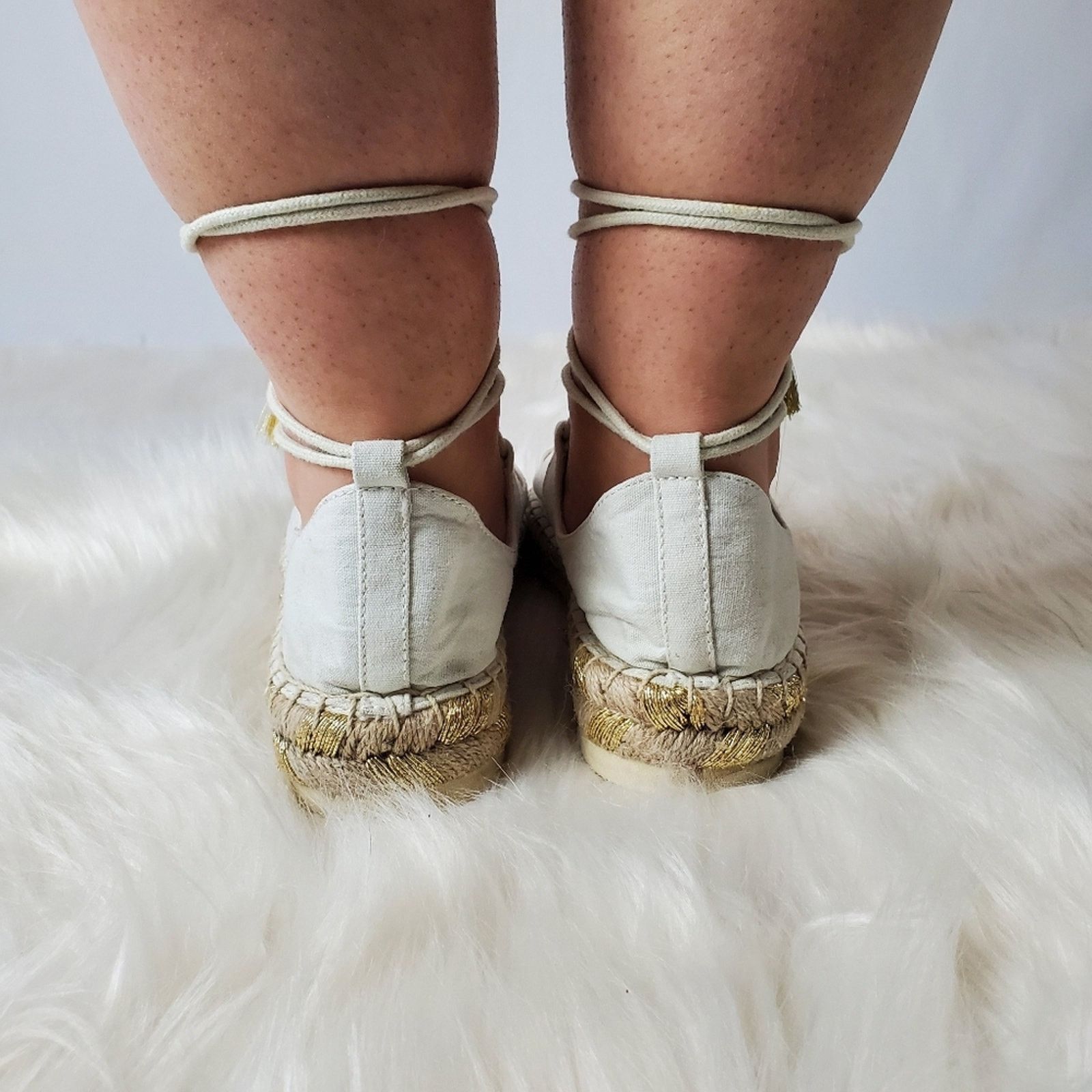 American Eagle Outfitters American Eagle White Espadrille Platform Gladiator Sandals Size US 7.5 / IT 37.5 - 10 Thumbnail